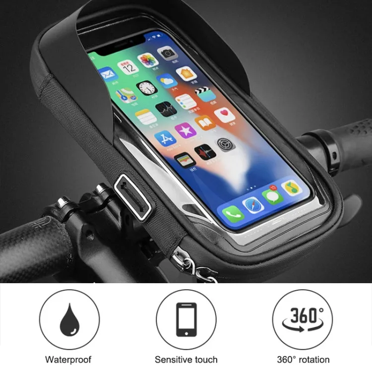 Mountain Bike Card Holder Touch Screen Mobile Phone Holder Motorcycle Electric Vehicle Waterproof Navigation Bracket Shade Mobile Phone Holder, Style:Handlebars(Blue)