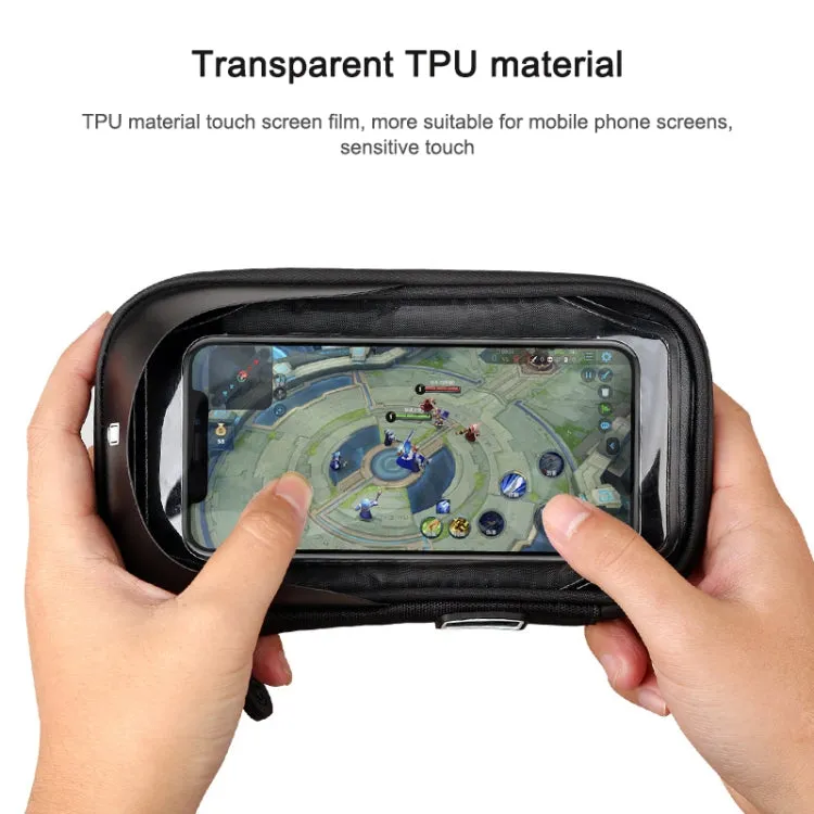 Mountain Bike Card Holder Touch Screen Mobile Phone Holder Motorcycle Electric Vehicle Waterproof Navigation Bracket Shade Mobile Phone Holder, Style:Handlebars(Blue)