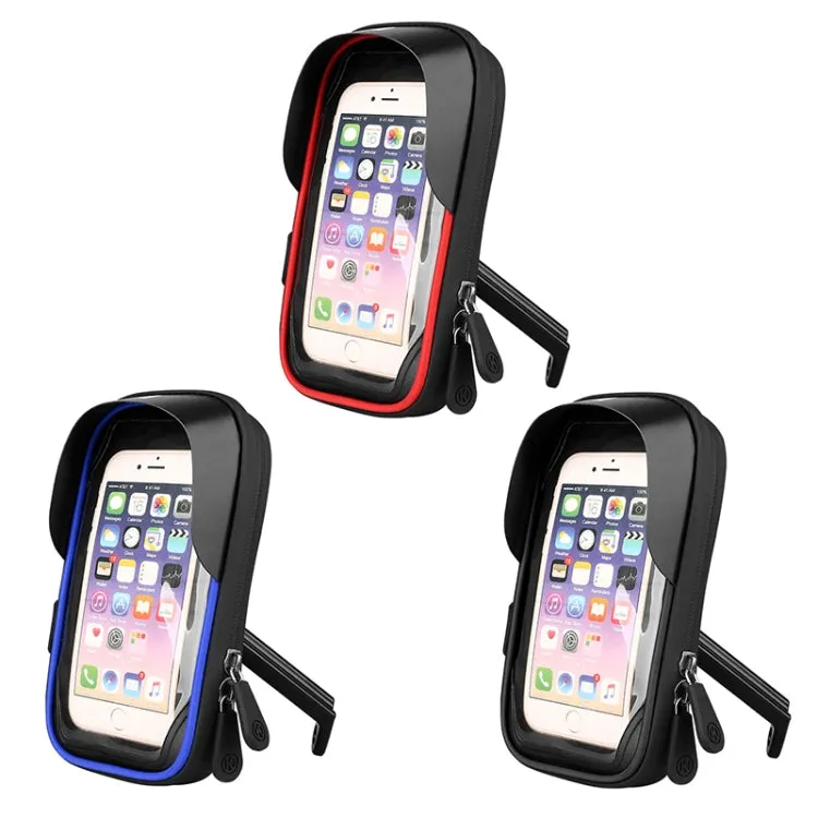 Mountain Bike Card Holder Touch Screen Mobile Phone Holder Motorcycle Electric Vehicle Waterproof Navigation Bracket Shade Mobile Phone Holder, Style:Rearview Mirrors(Blue)