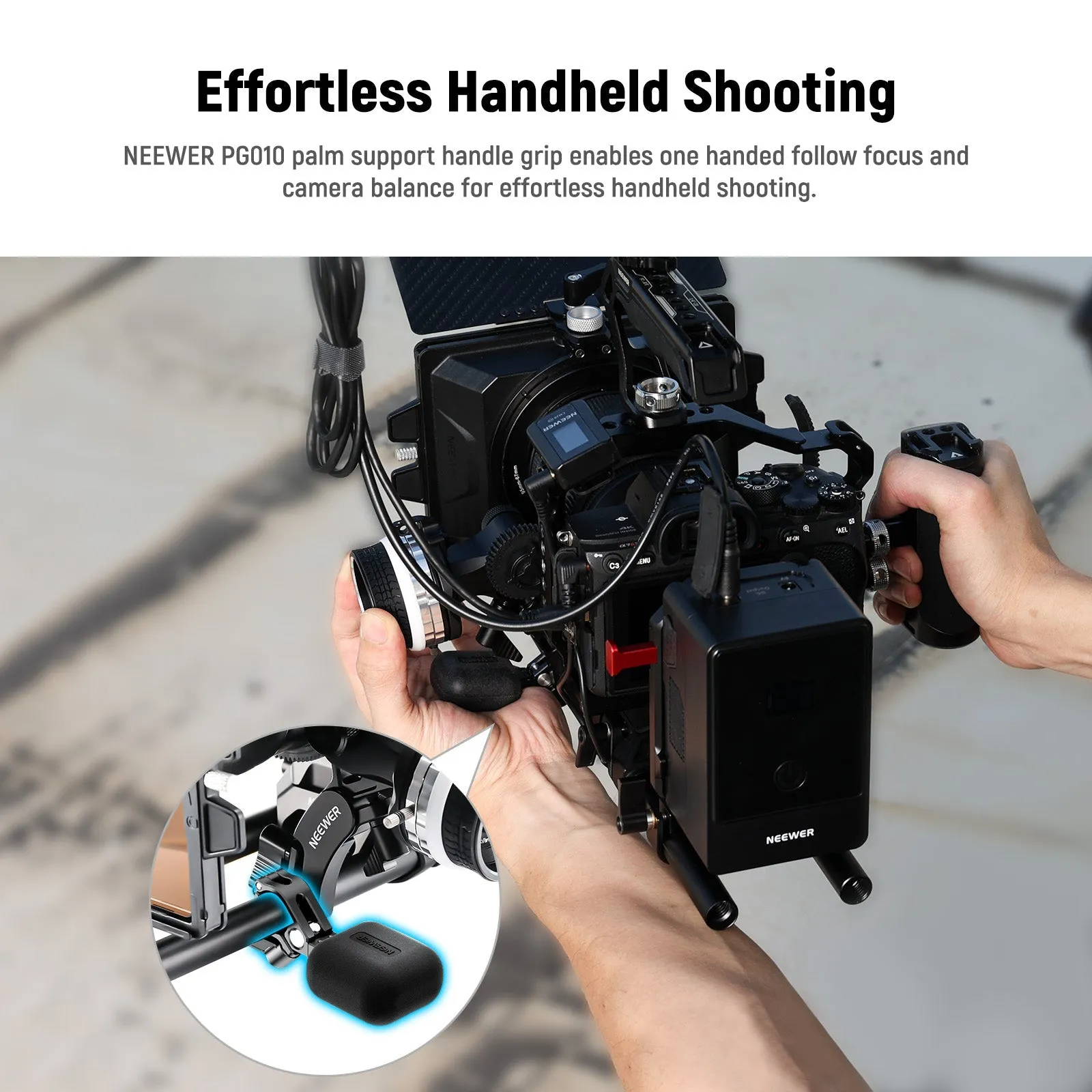 NEEWER PG010 Palm Support with 15mm Rod Clamp for Mini Follow Focus