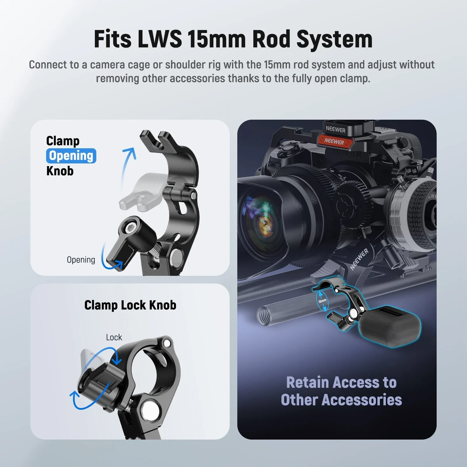 NEEWER PG010 Palm Support with 15mm Rod Clamp for Mini Follow Focus
