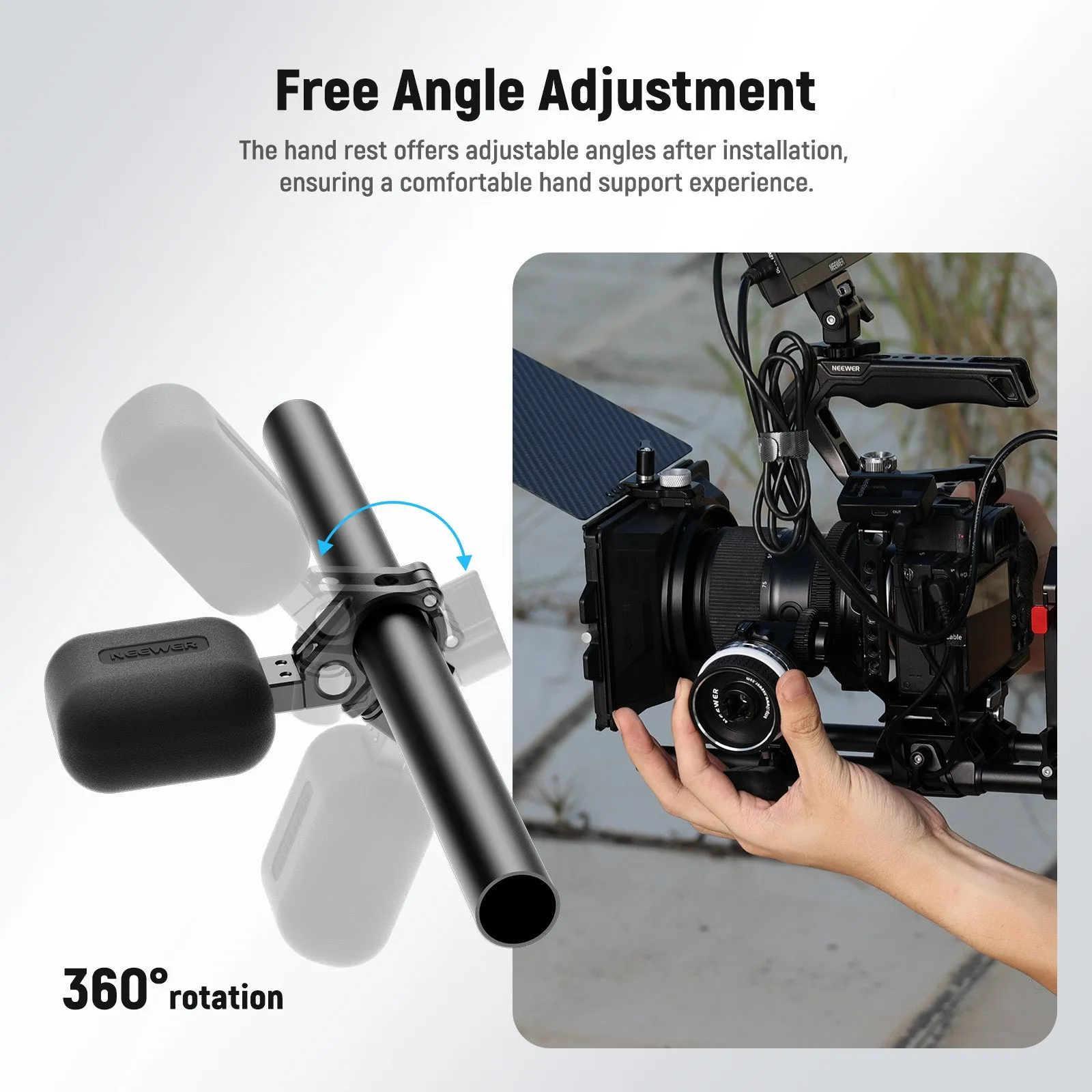 NEEWER PG010 Palm Support with 15mm Rod Clamp for Mini Follow Focus