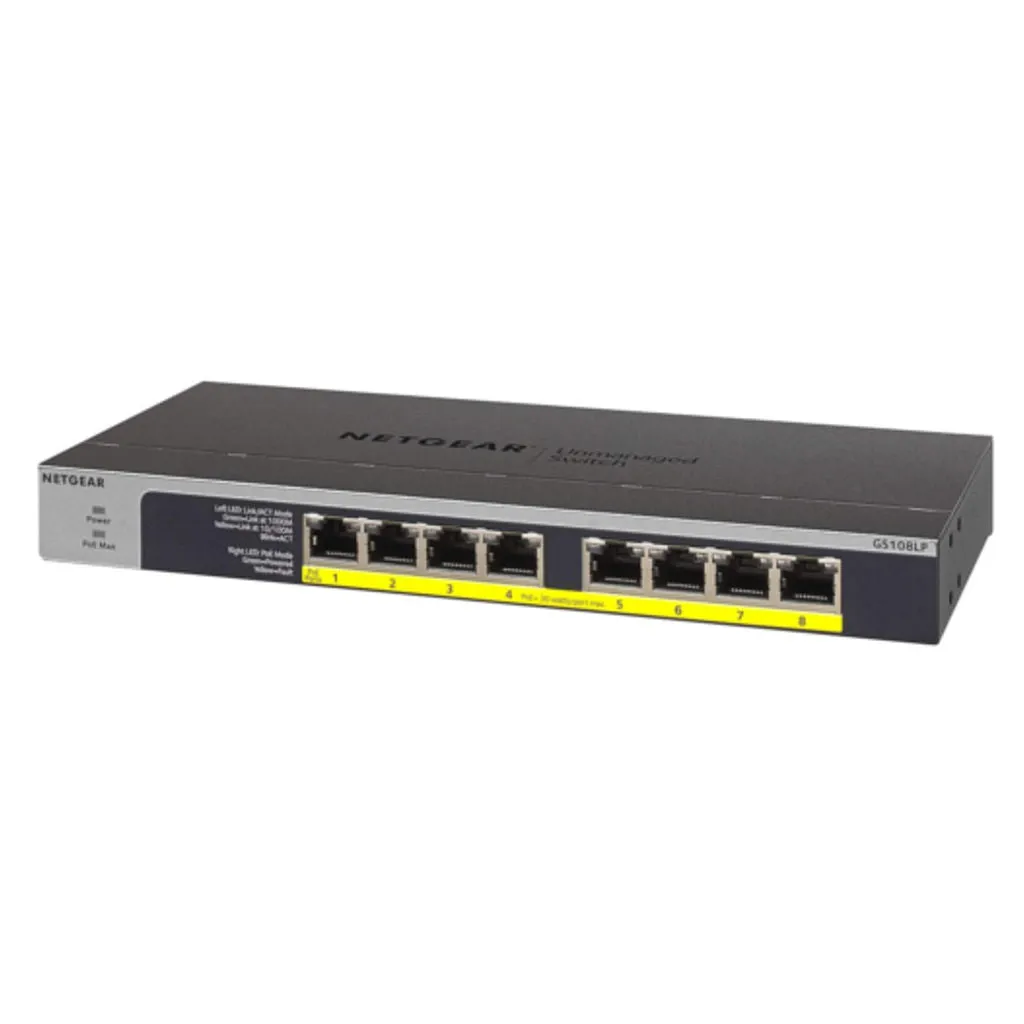 Netgear 8 Port Gigabit Ethernet Unmanaged PoE  Switch With FlexPoE GS108LP