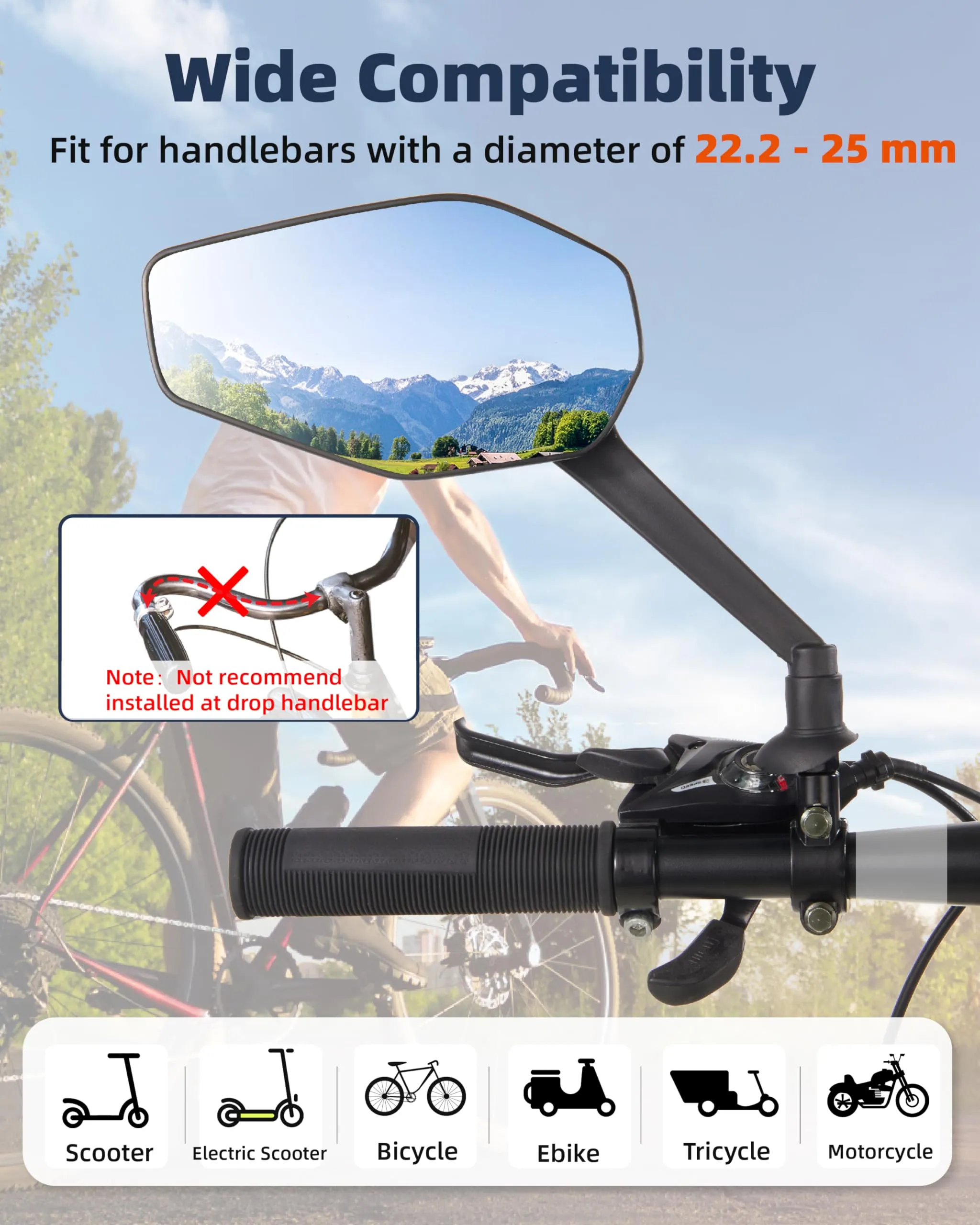 Octa Bike Mirrors (2 pcs ) - Ebike safety mirrors L/R