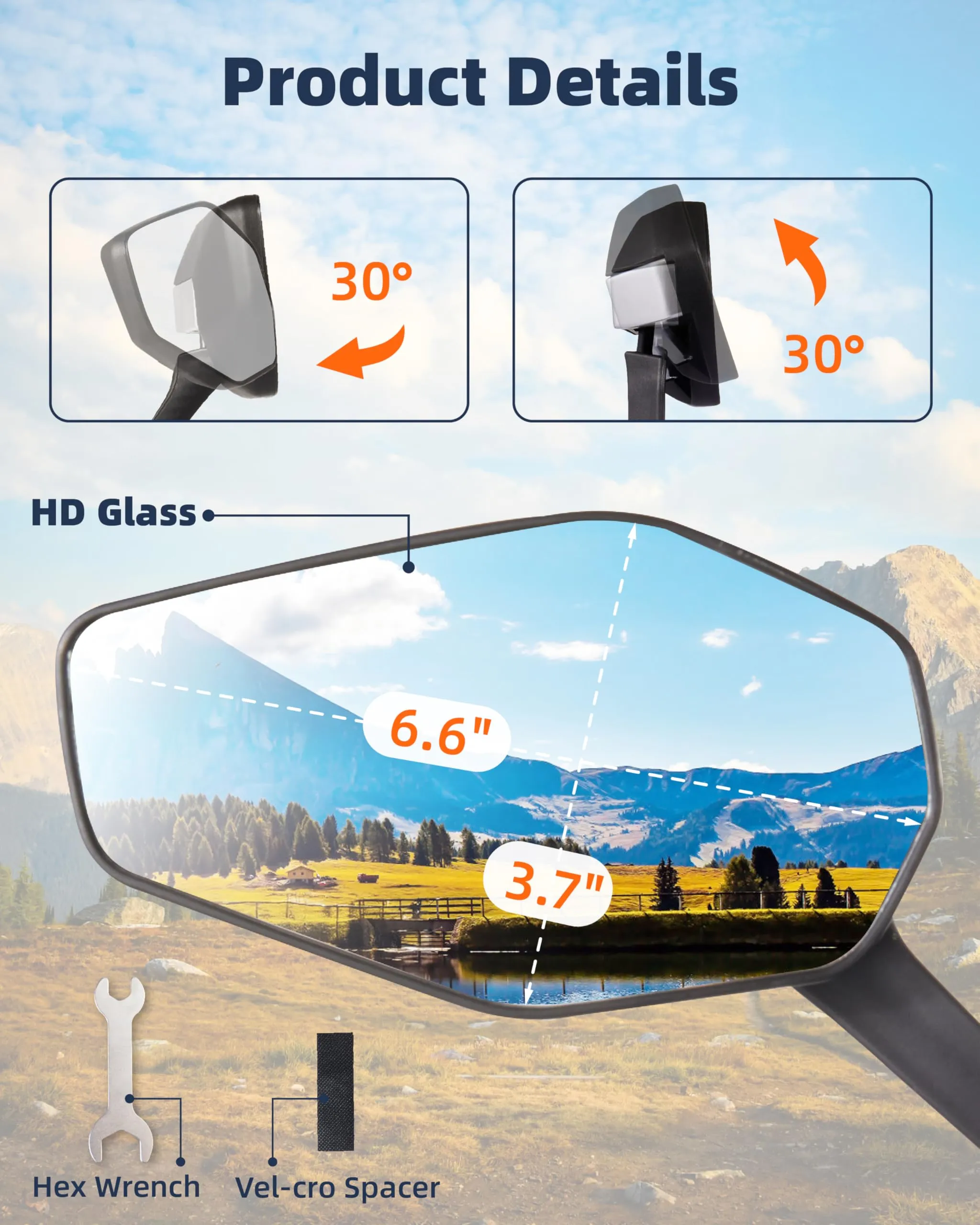 Octa Bike Mirrors (2 pcs ) - Ebike safety mirrors L/R