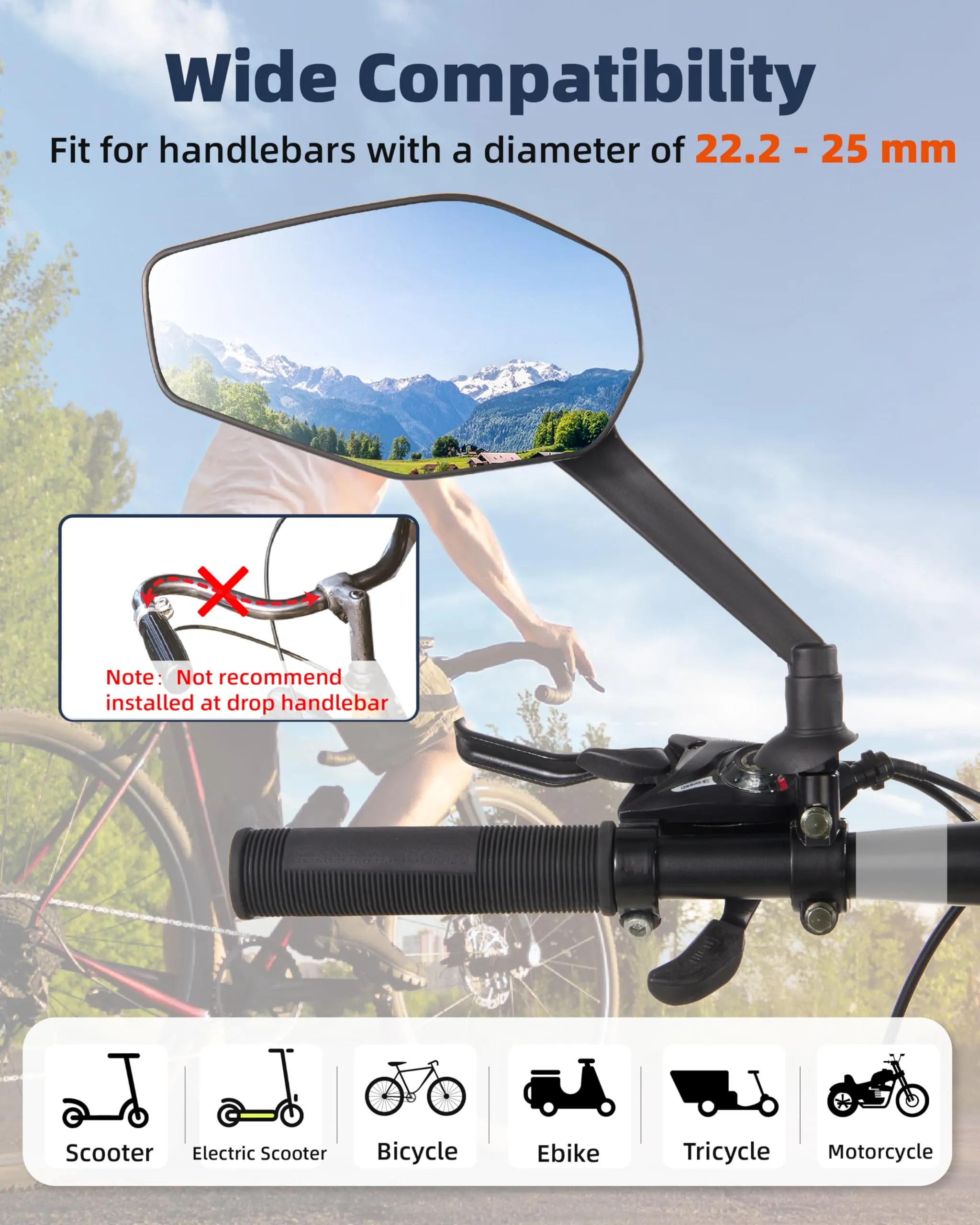 Octa Bike Mirrors (2 pcs ) - Ebike safety mirrors L/R