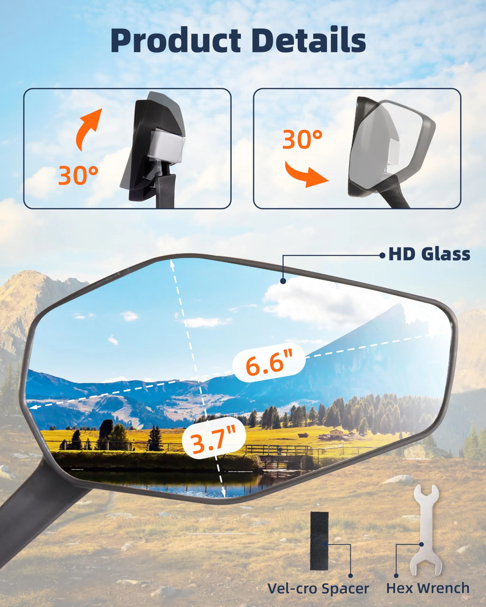 Octa Bike Mirrors (2 pcs ) - Ebike safety mirrors L/R