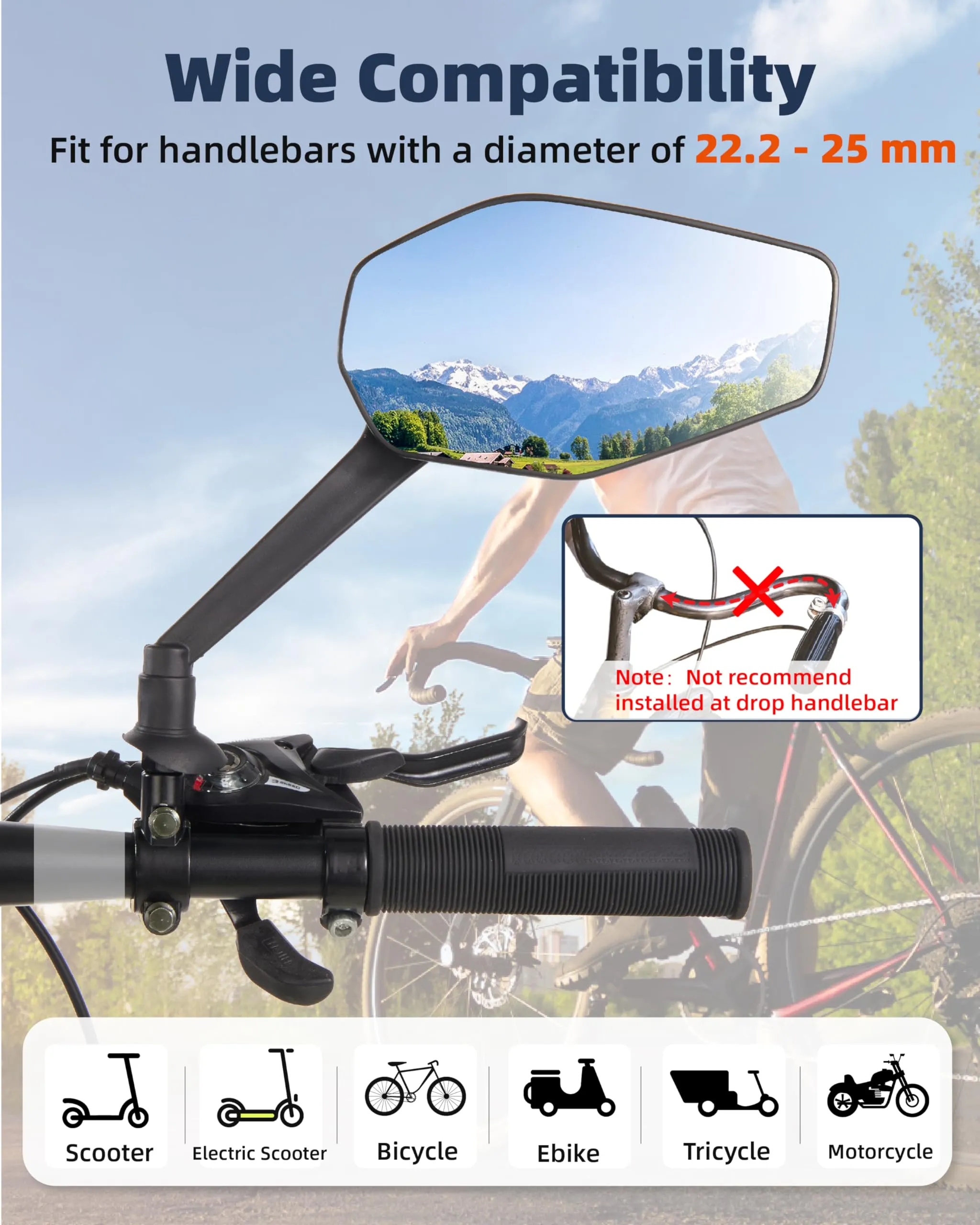 Octa Bike Mirrors (2 pcs ) - Ebike safety mirrors L/R