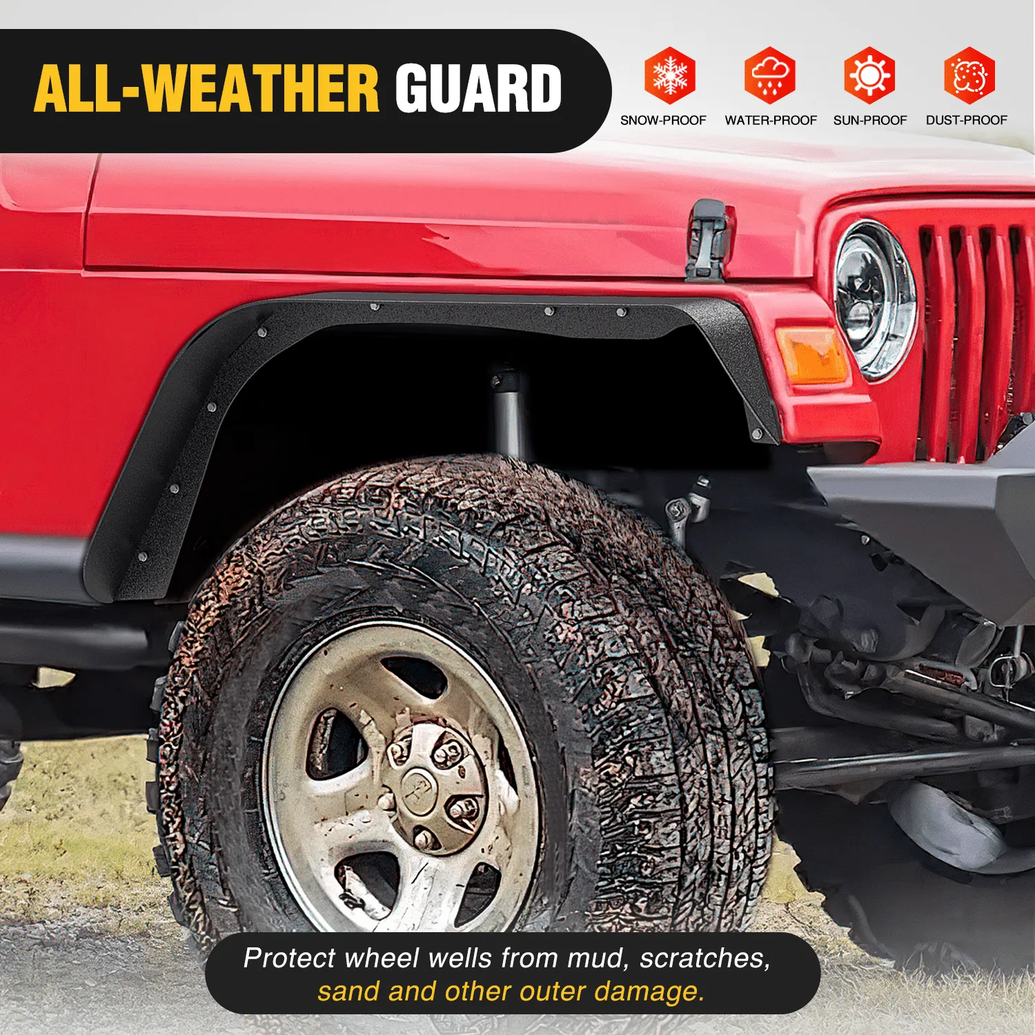 Off-Road Fender Flares Kit Compatible with 1997-2006 Wrangler TJ & LJ