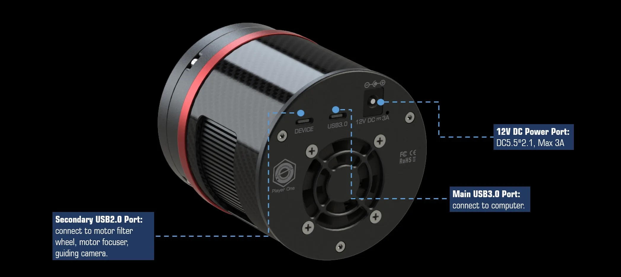 Player One Uranus-C Pro (IMX585)USB3.0 Cooled Color Camera