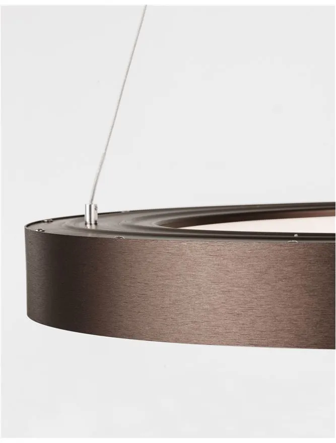 RAN Brushed Coffee Aluminium & Acrylic Dimmable Warm Light Ring Pendant Large - ID 10420