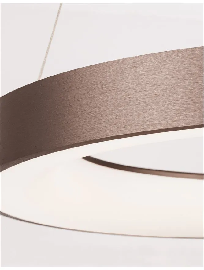 RAN Brushed Coffee Aluminium & Acrylic Dimmable Warm Light Ring Pendant Large - ID 10420