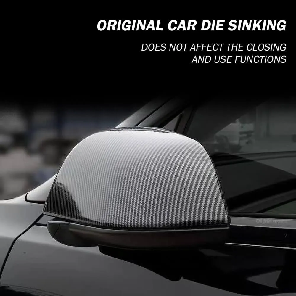 Real Carbon Fiber Mirror Overlays (1 pair) For Model 3 & Y Highland