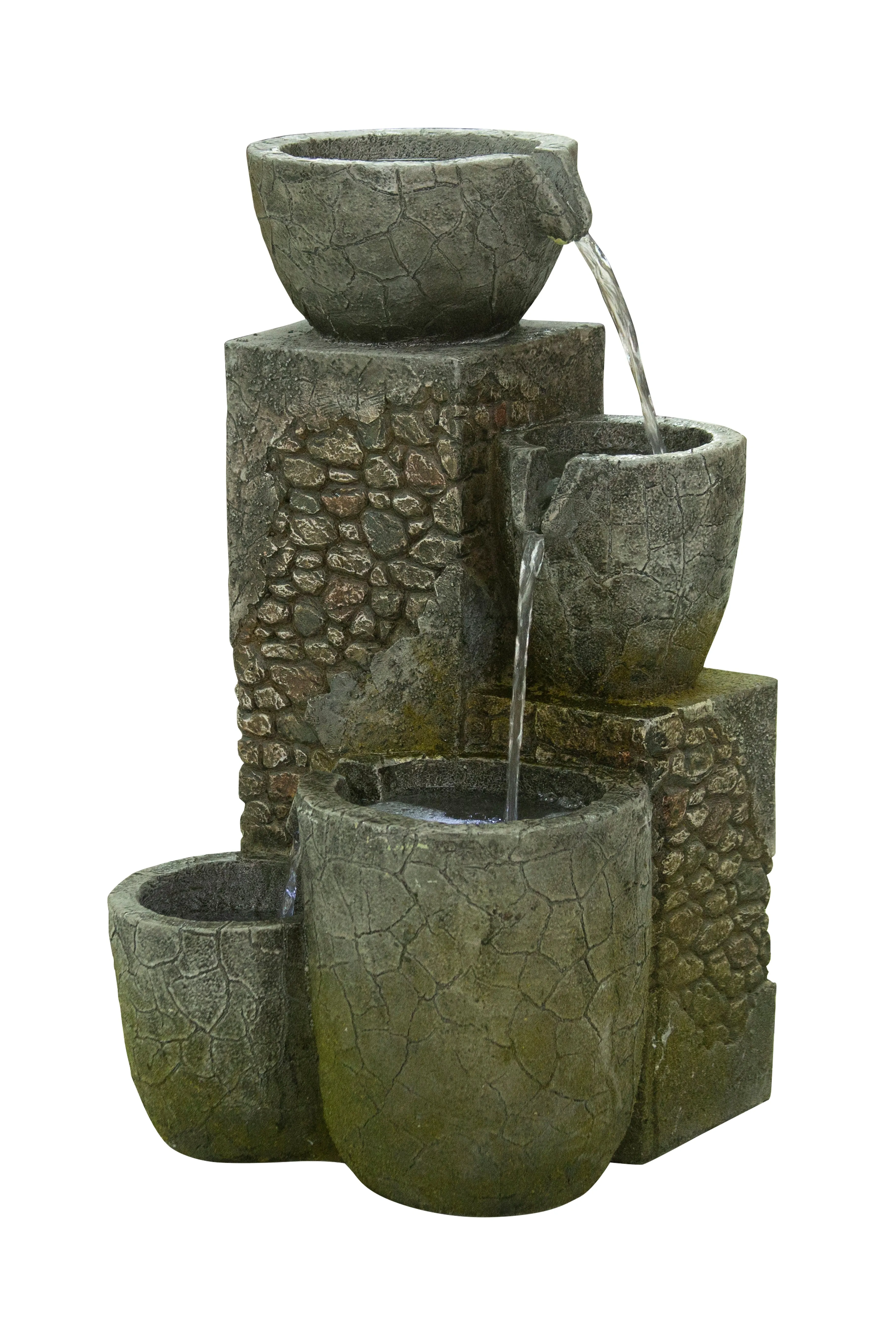 Rock Fountain W/3 Cool White Leds
