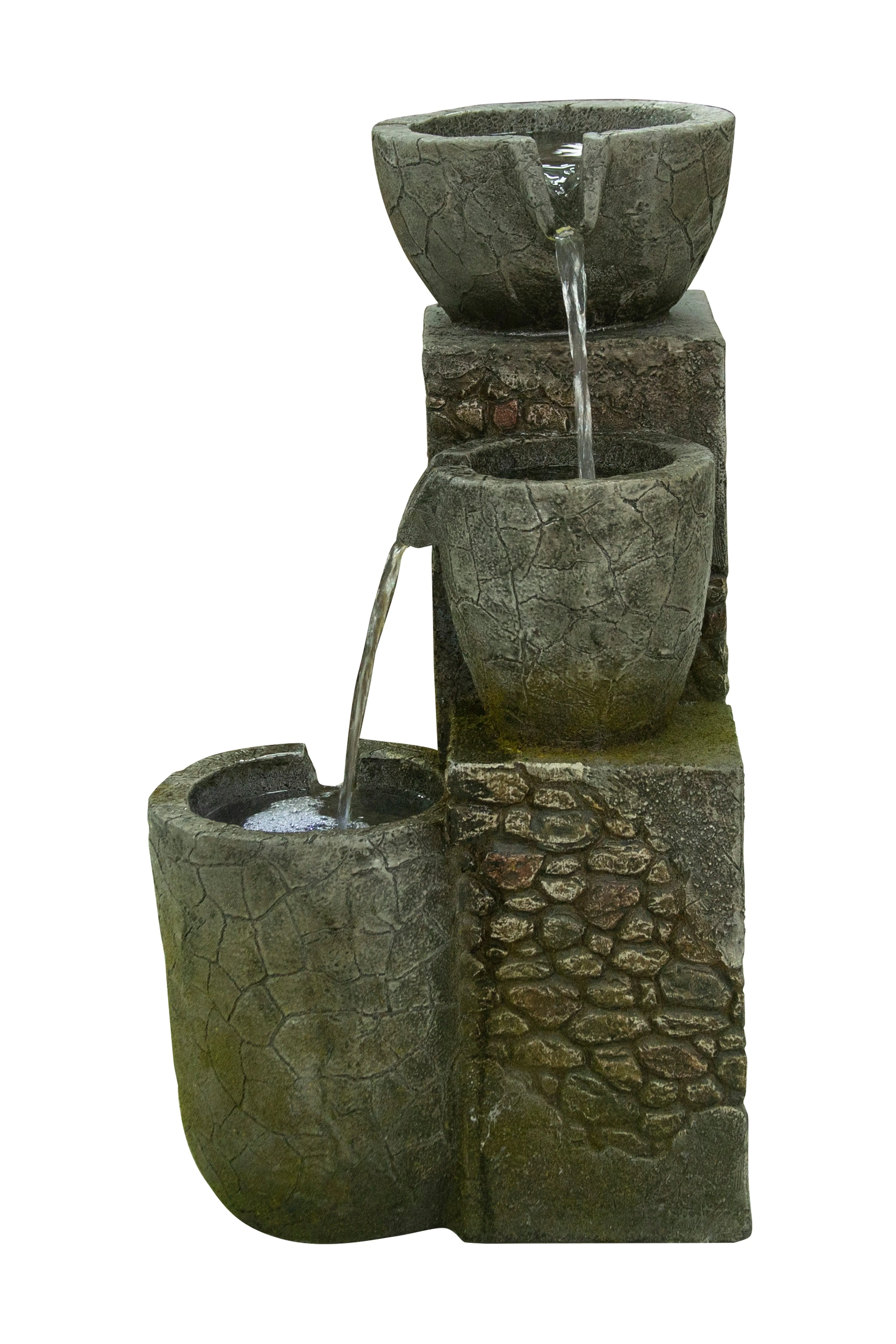Rock Fountain W/3 Cool White Leds
