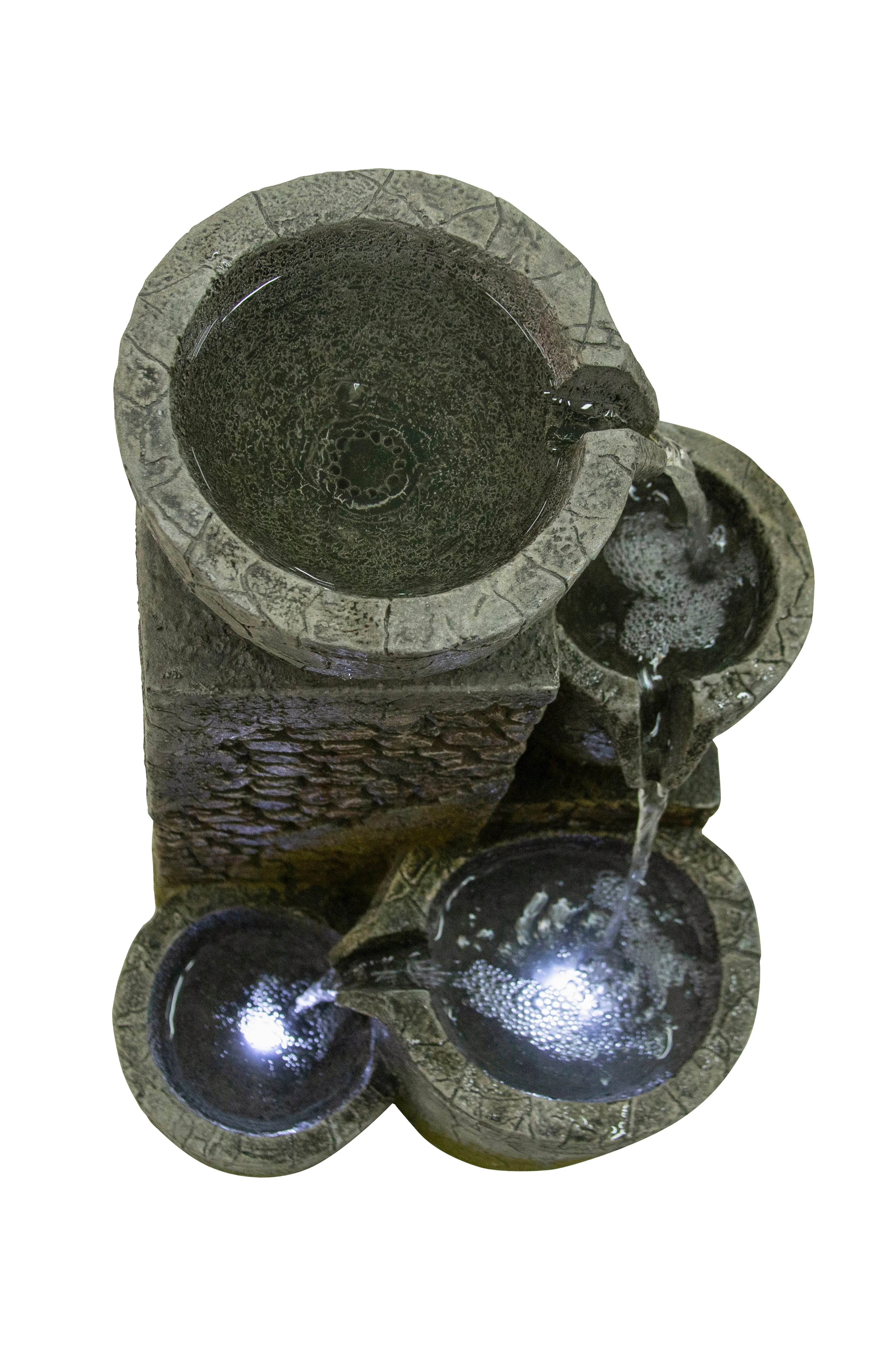Rock Fountain W/3 Cool White Leds