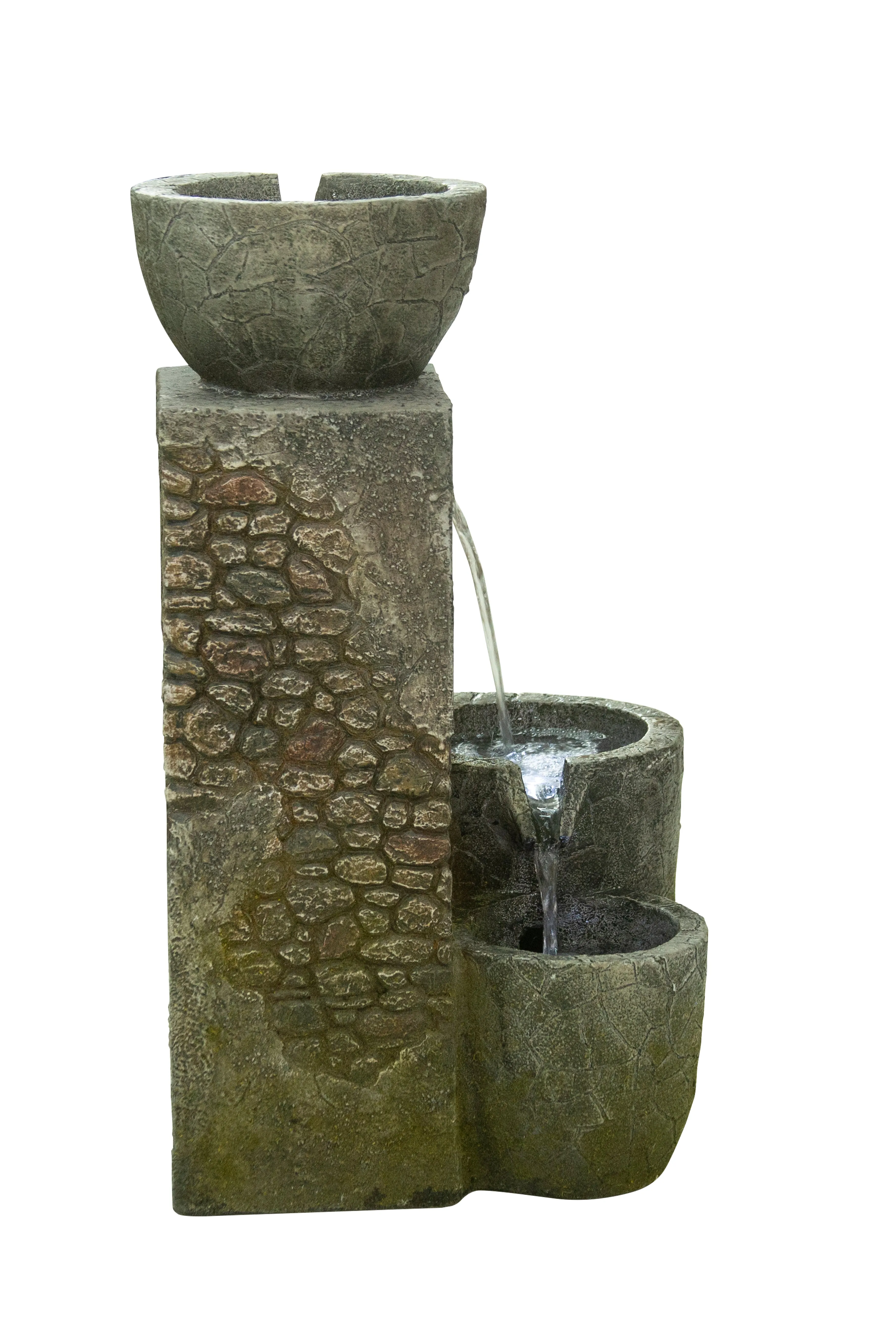 Rock Fountain W/3 Cool White Leds