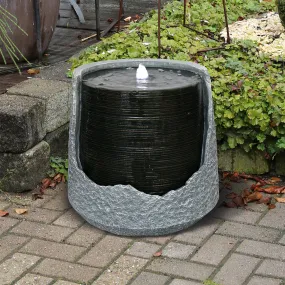 Round Bubbling LED Fountain - Sculptural Design