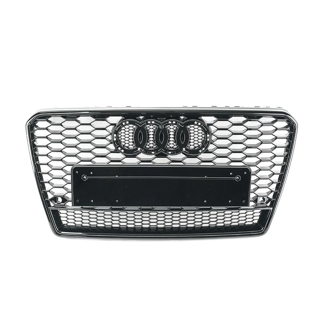 RS7 Style Grille - 4G Pre-Facelift A7/S7 - Black With Black Frame - Silver Quattro