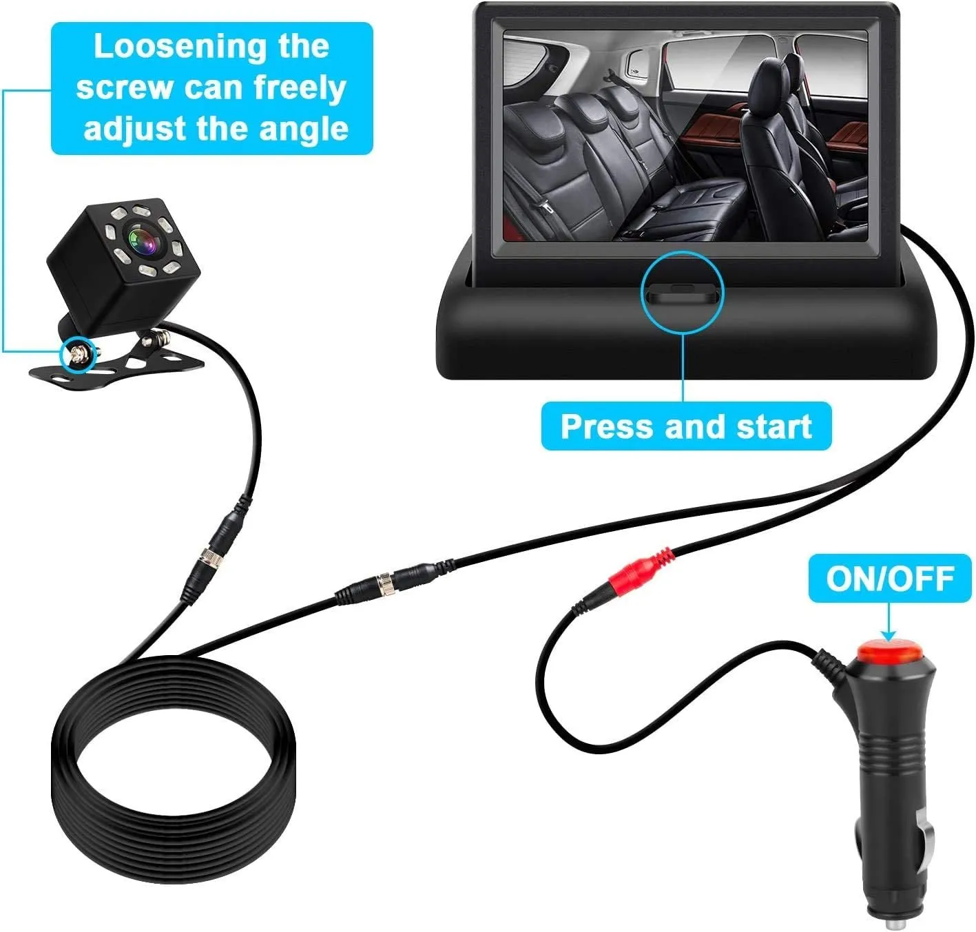 Shynerk Baby Car Mirror, 4.3'' HD Night Vision Function Car Mirror Display, Safety Car Seat Mirror Camera Monitored Mirror with Wide Crystal Clear View, Aimed at Baby, Easily Observe the Baby’S Move