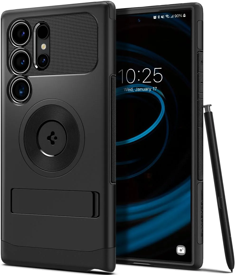 Spigen Slim Armor MagFit for Samsung Galaxy S24 ULTRA case cover with Kickstand MagSafe compatible (2024) - Black