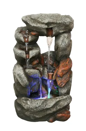 Stone Waterfall Fountain With 4 Rgb Leds