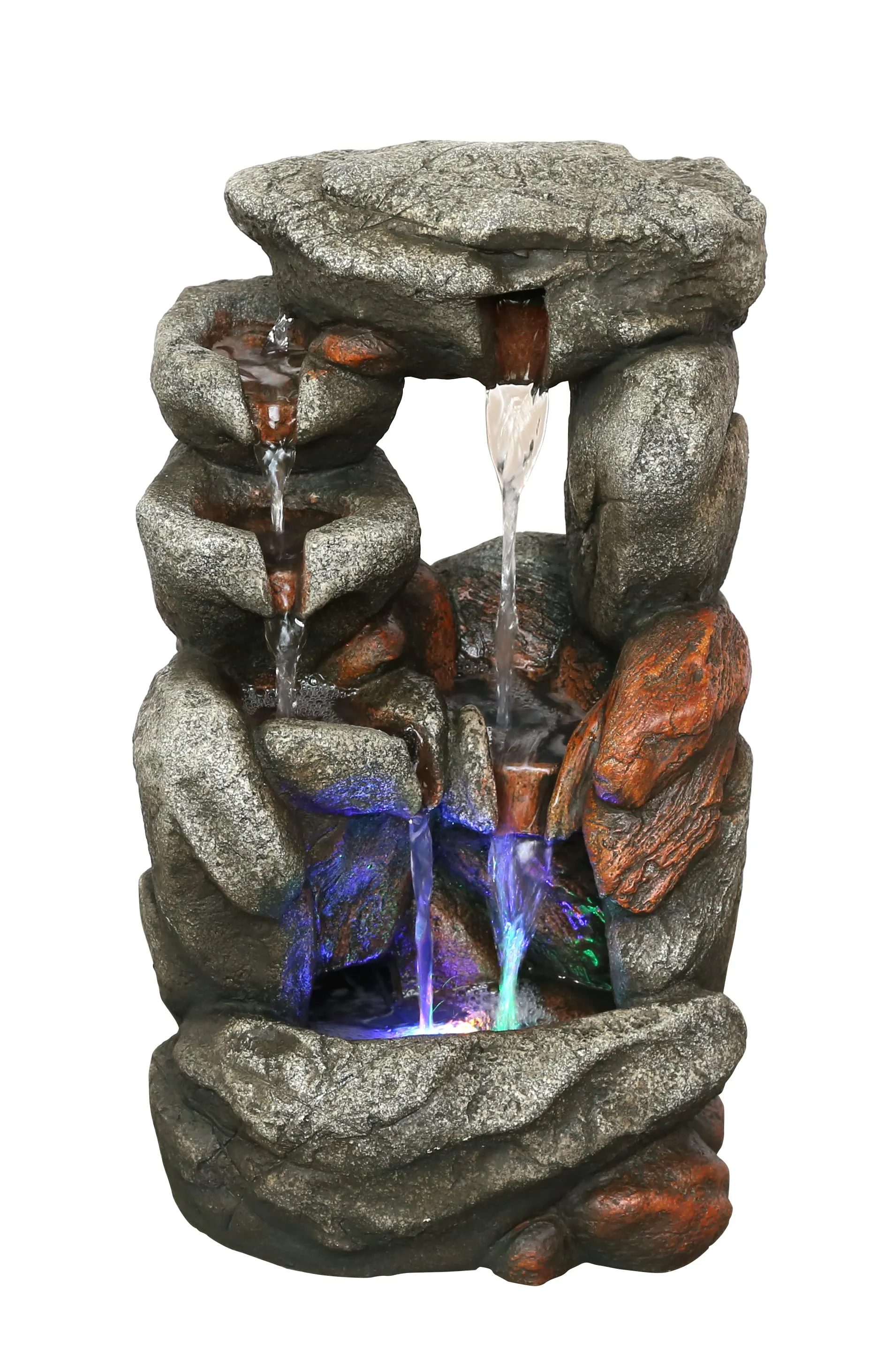 Stone Waterfall Fountain With 4 Rgb Leds