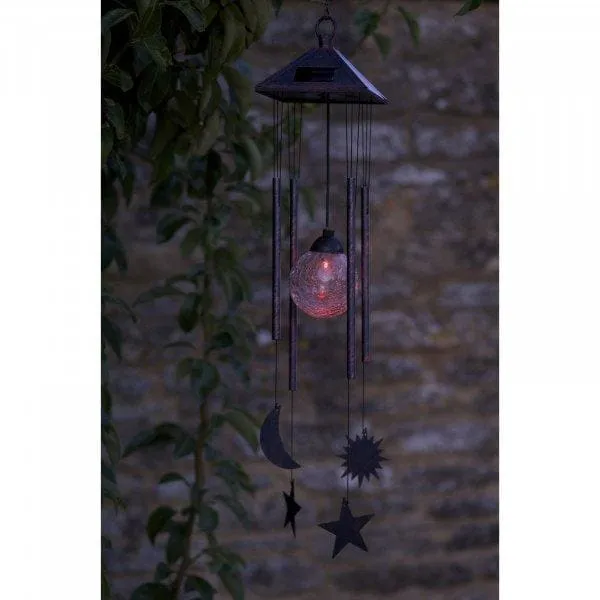 Sun Moon & Star Wind Chime Solar Garden Light