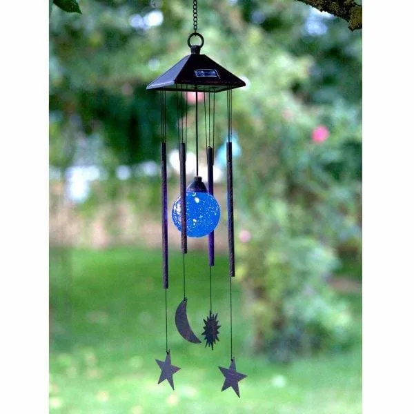 Sun Moon & Star Wind Chime Solar Garden Light