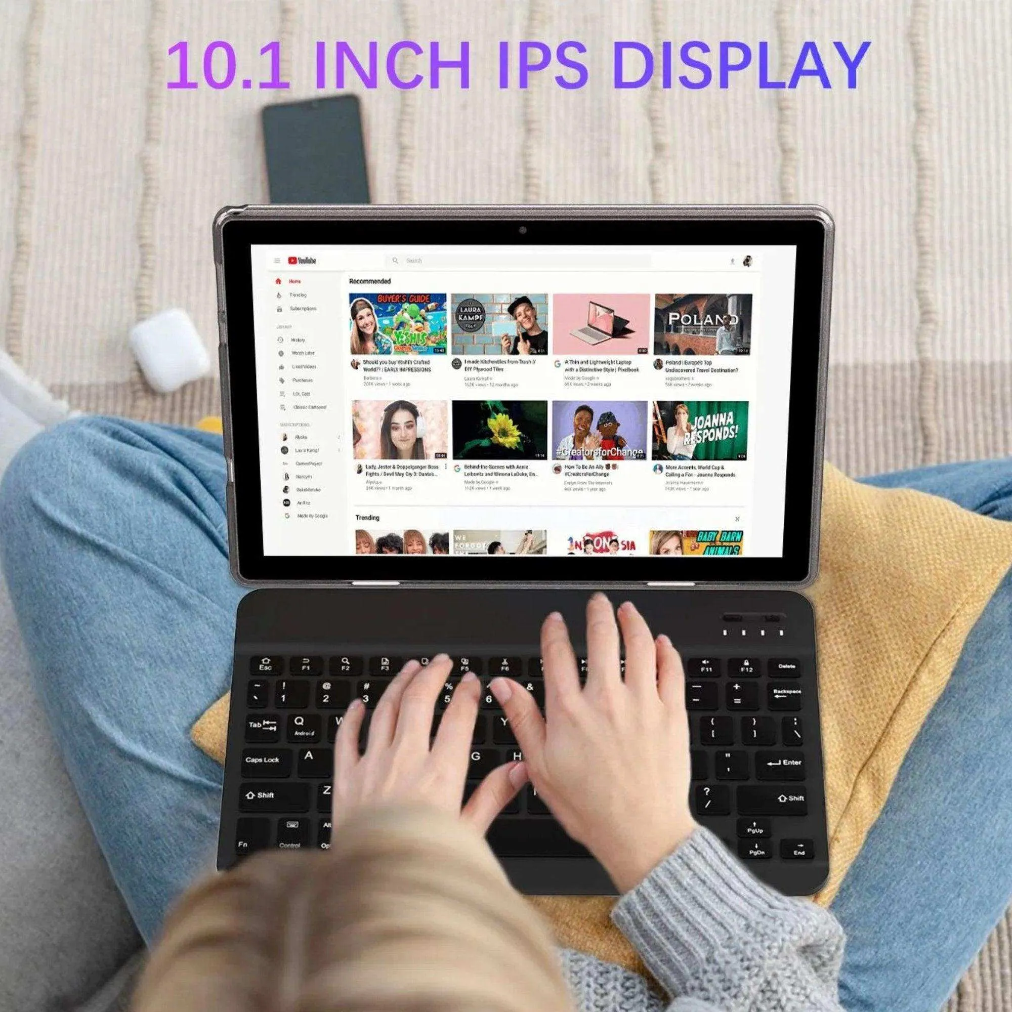 TUTT CP20 2 in 1 Tablet 10.1 Inch FHD Android 13 with Keyboard, Mouse, Case, Stylus, 128GB ROM 12GB RAM, Dual Camera, Quad Core | 128GB SanDisk Pro 5-in-1 Kit