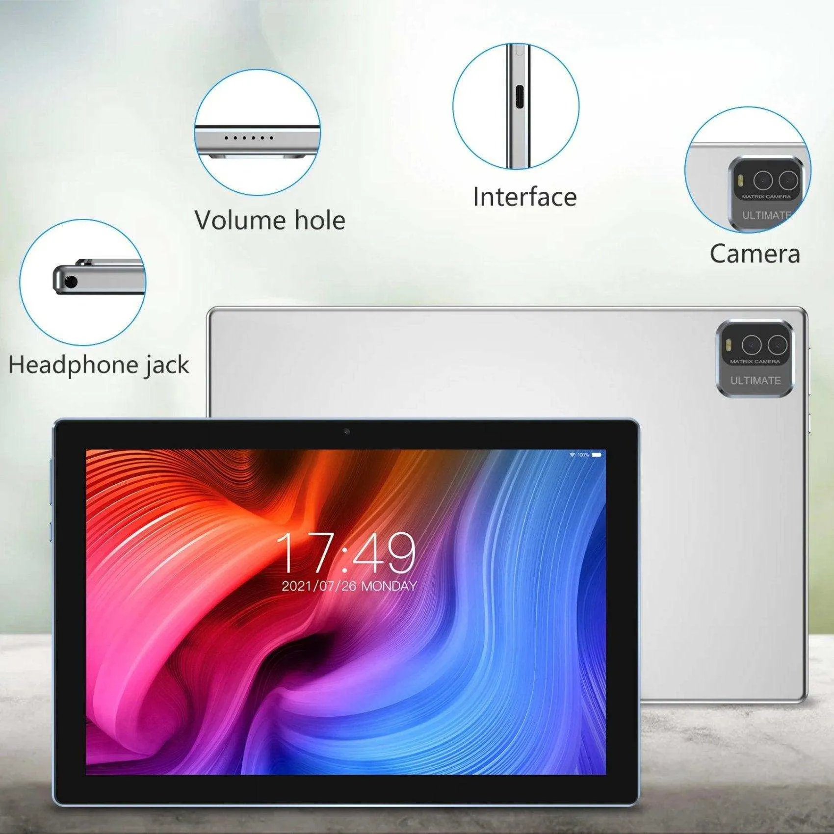 TUTT CP20 2 in 1 Tablet 10.1 Inch FHD Android 13 with Keyboard, Mouse, Case, Stylus, 128GB ROM 12GB RAM, Dual Camera, Quad Core | 128GB SanDisk Pro 5-in-1 Kit