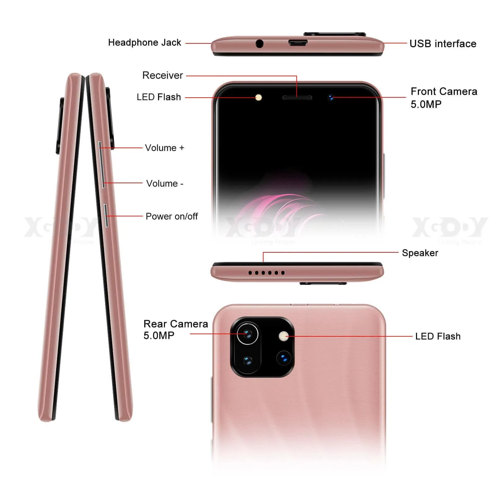 Xgody K40 New Android Smart Face Unlock Cell Phone With High GPS And Dual SIM Quad Core
