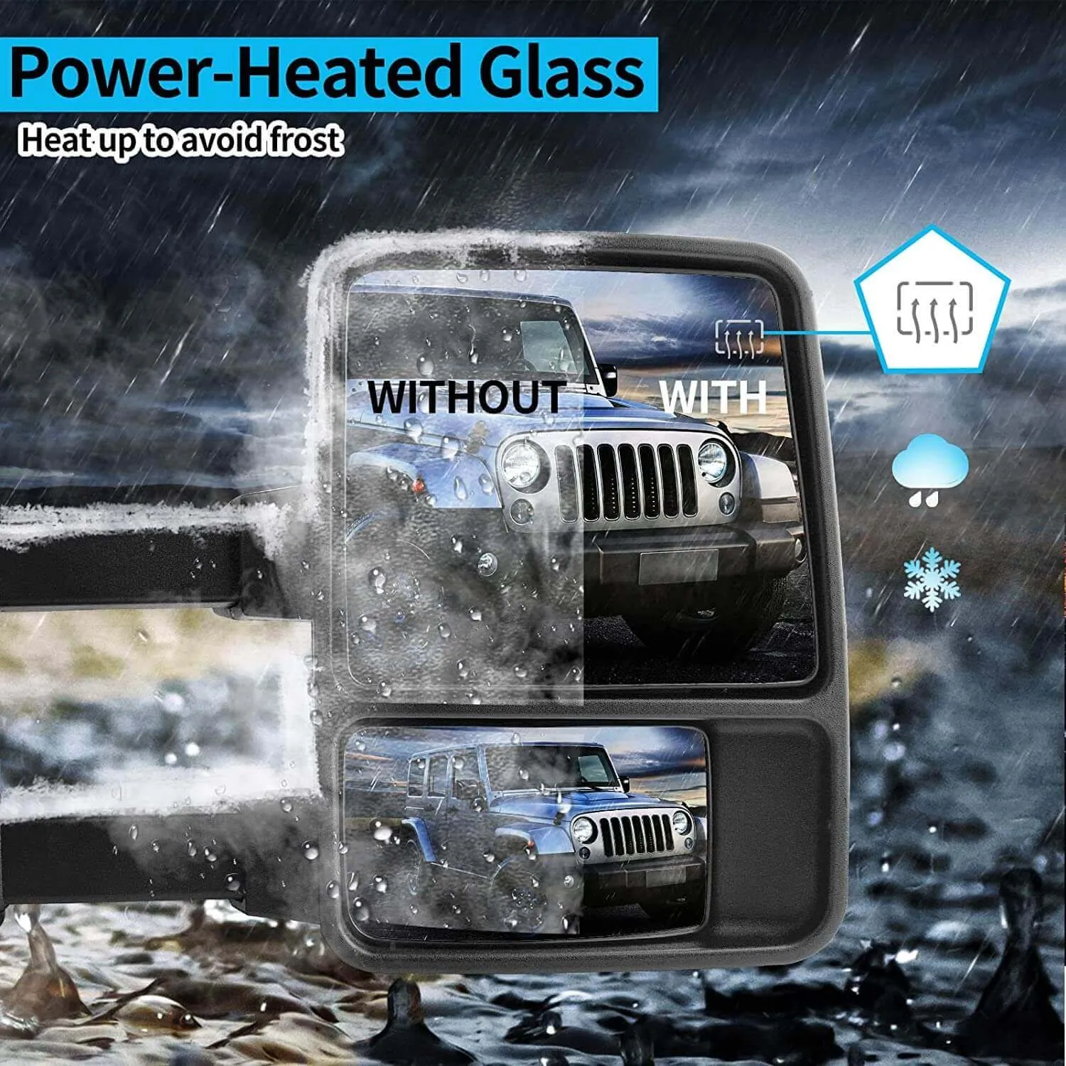 YITAMOTOR® 08-16 Ford F250 F350 Super Duty Powered Heated Extendable Tow Mirrors with LED Turn Signal