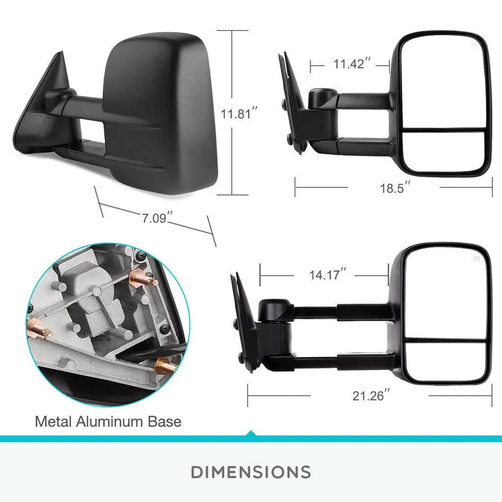 YITAMOTOR® 1999-2002 Chevy Silverado GMC Sierra 1500 Extendable Tow Mirrors Powered Heated