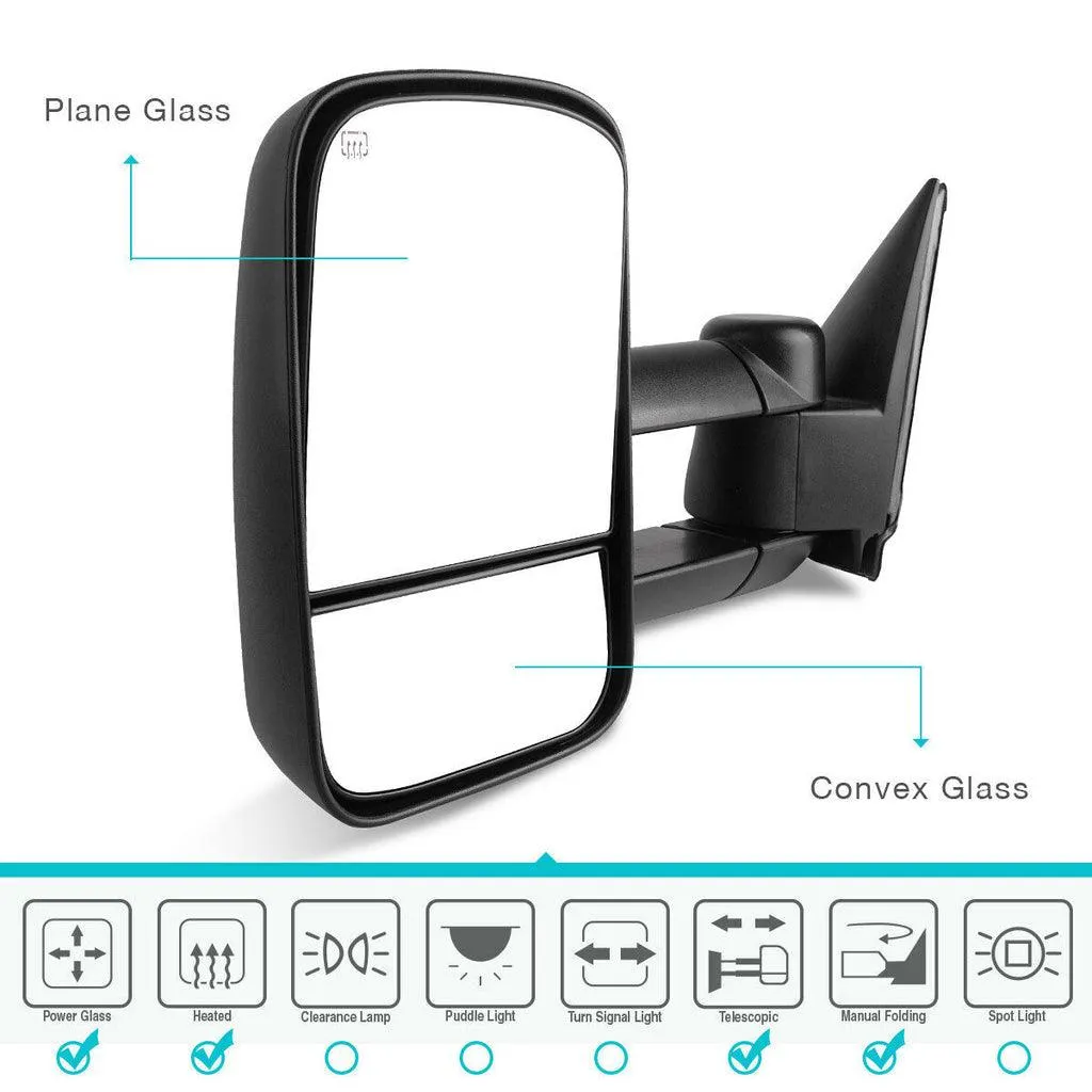 YITAMOTOR® 1999-2002 Chevy Silverado GMC Sierra 1500 Extendable Tow Mirrors Powered Heated