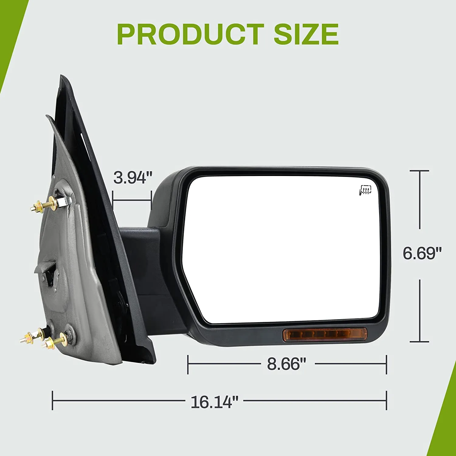 YITAMOTOR® 2004-2014 Ford F150 Power Heated Mirror with Turn Signal and Puddle Light Manual Folding Tow Mirror Set