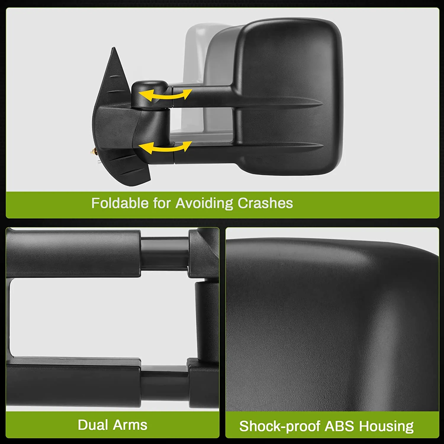 YITAMOTOR® 2007-2013 Chevy Silverado 1500 Avalanche, 2007-2014 GMC Yukon XL 1500/2500 Sierra 2500 HD/3500 HD Towing Mirrors