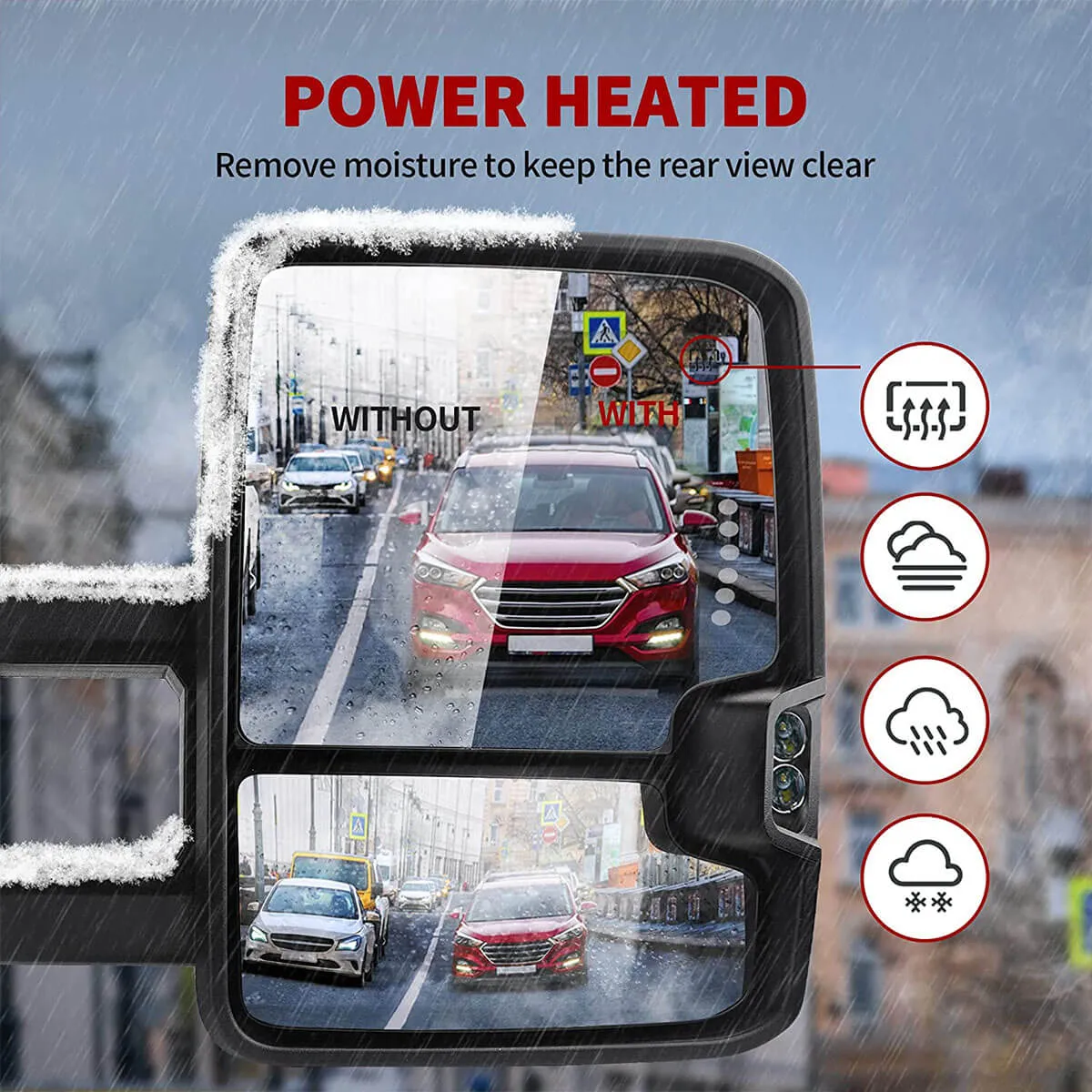 YITAMOTOR® 2007-2014 Chevy Silverado Extendable Tow Mirrors Power Heated with LED Turn Signal