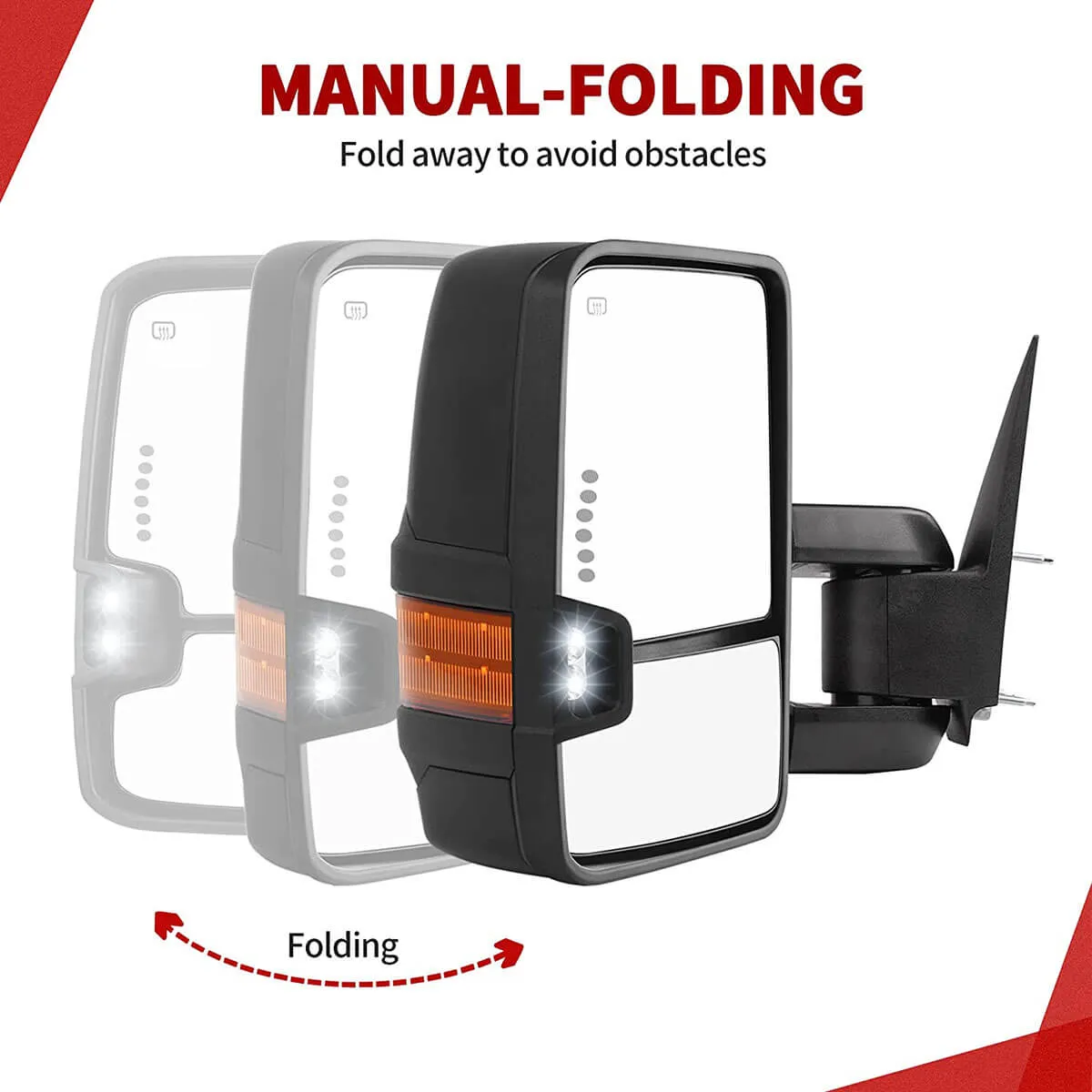 YITAMOTOR® 2007-2014 Chevy Silverado Extendable Tow Mirrors Power Heated with LED Turn Signal