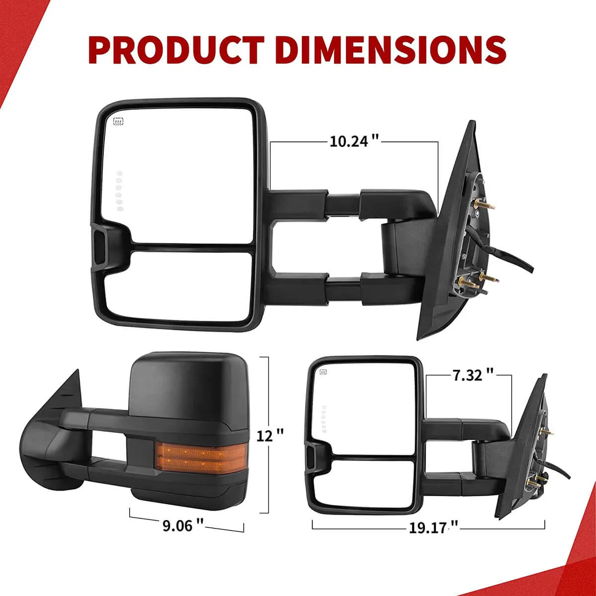 YITAMOTOR® 2007-2014 Chevy Silverado Extendable Tow Mirrors Power Heated with LED Turn Signal