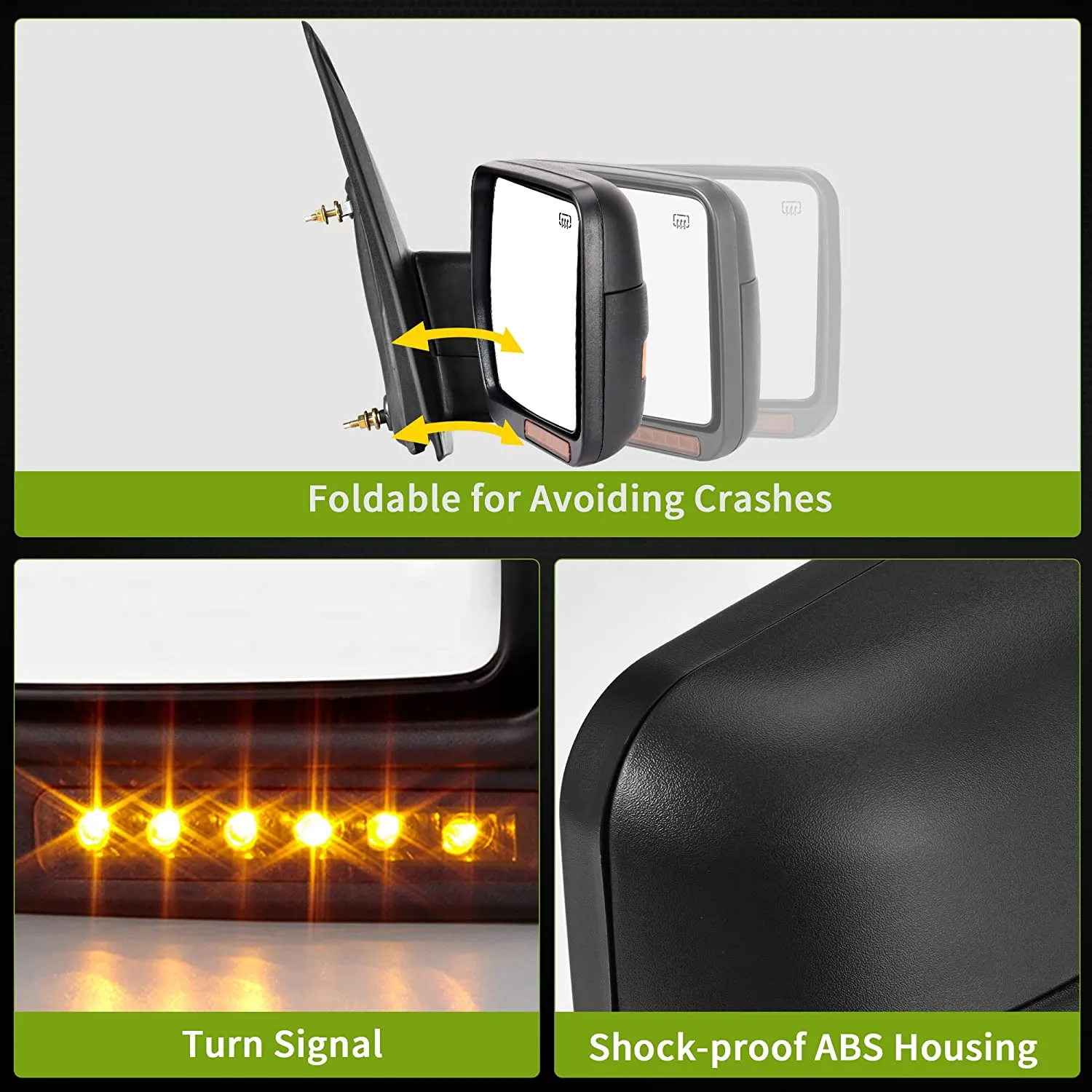 YITAMOTOR® 2007-2014 Ford F150, Right Passenger Side Mirror with Turn Signal Puddle Light Power Adjustable Heated Manual Folding