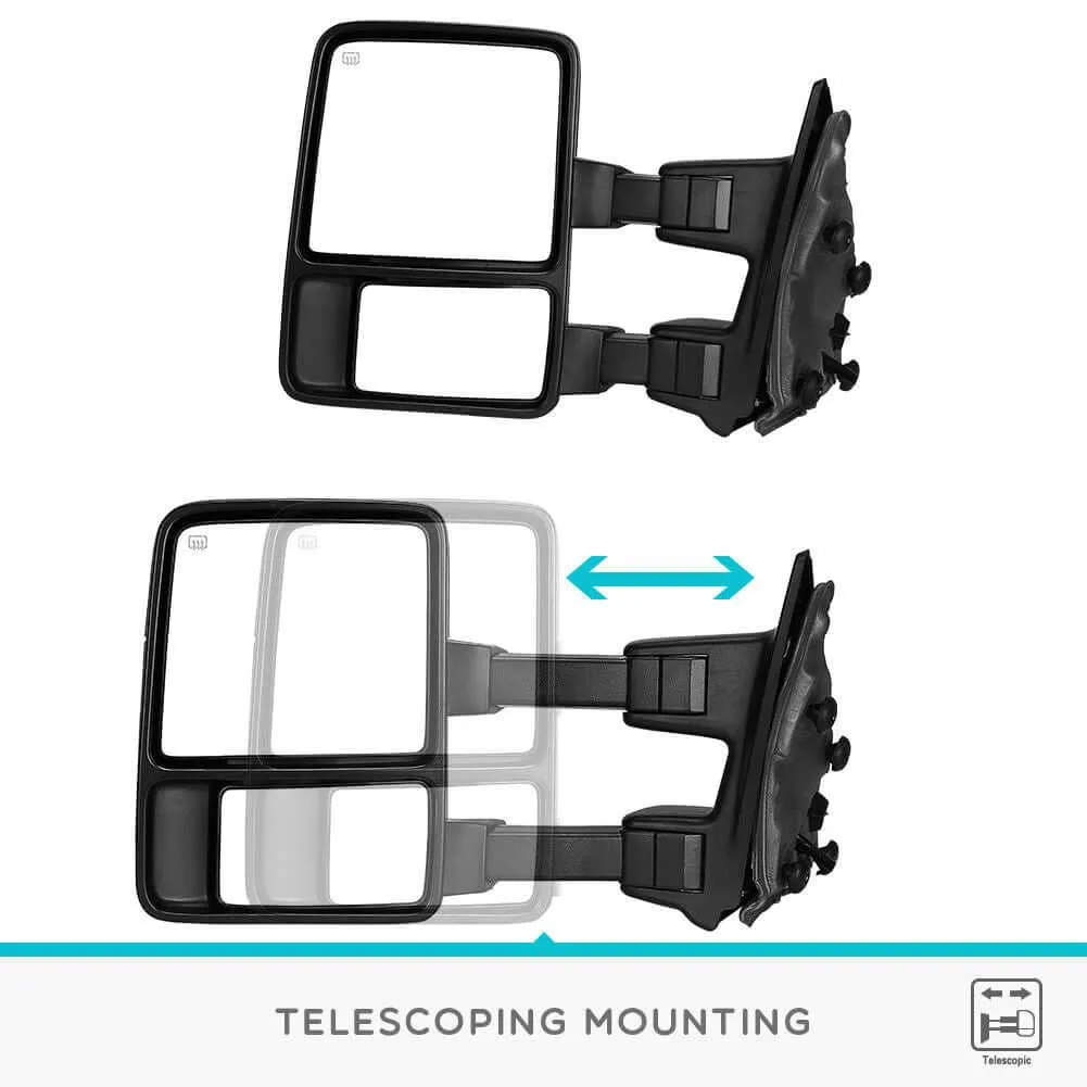 YITAMOTOR® Driver Left Side Towing Mirrors for 2008-2016 Ford F250 F350 F450 F550 Super Duty, Power Adjusted Plane Mirror