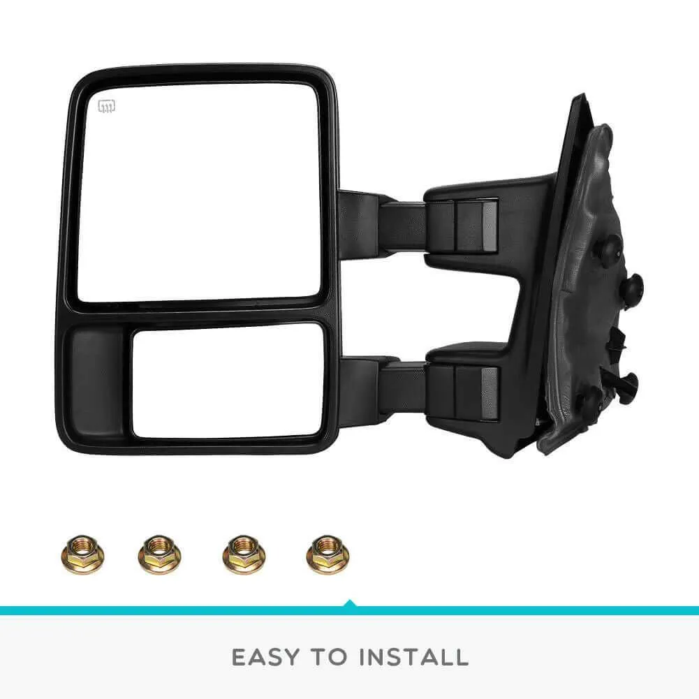 YITAMOTOR® Driver Left Side Towing Mirrors for 2008-2016 Ford F250 F350 F450 F550 Super Duty, Power Adjusted Plane Mirror