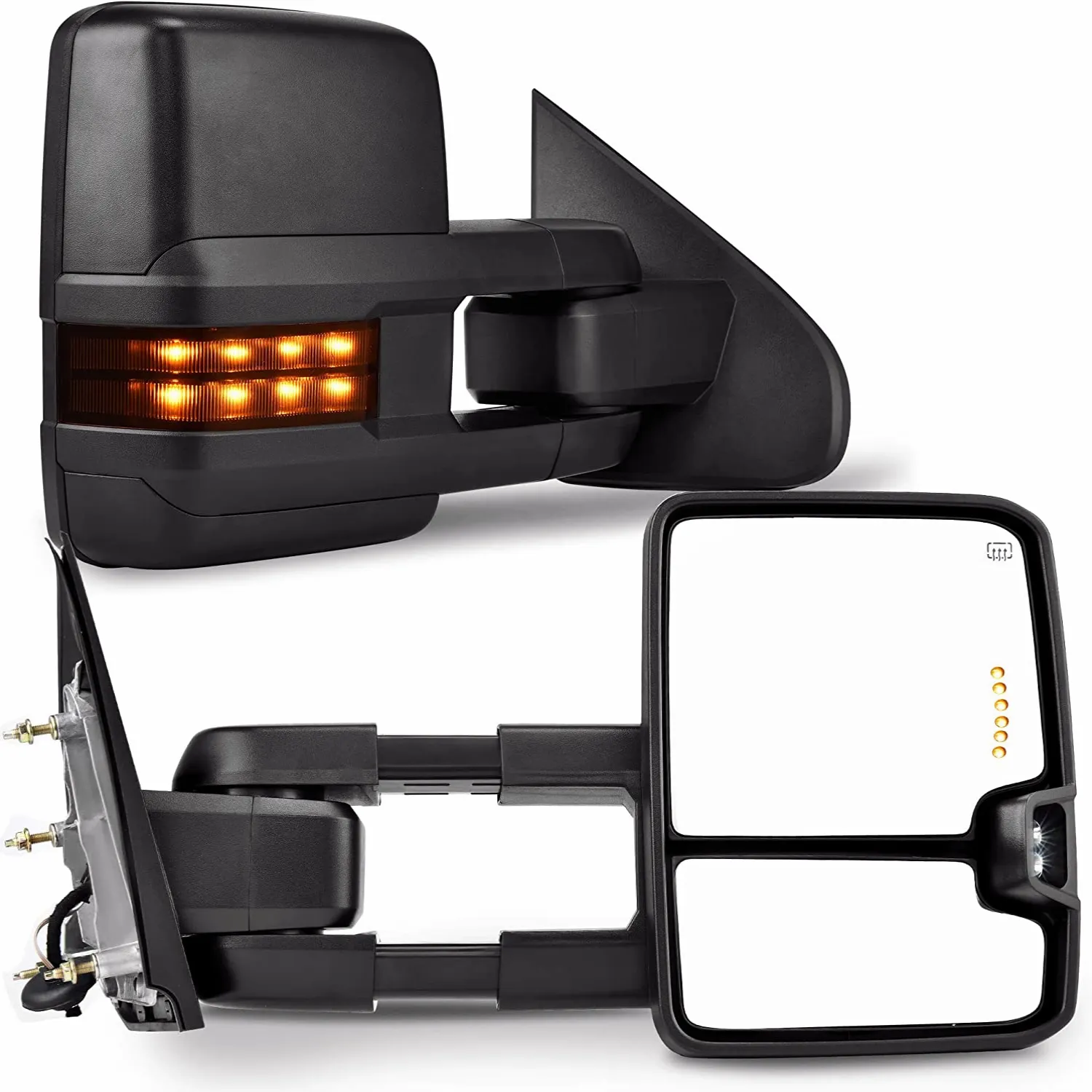 YITAMOTOR® Power Folding Towing Mirrors Compatible with 2014-2018 Chevy Silverado GMC Sierra, Power Heated and LED Turn Signal Light Tow Mirror Set