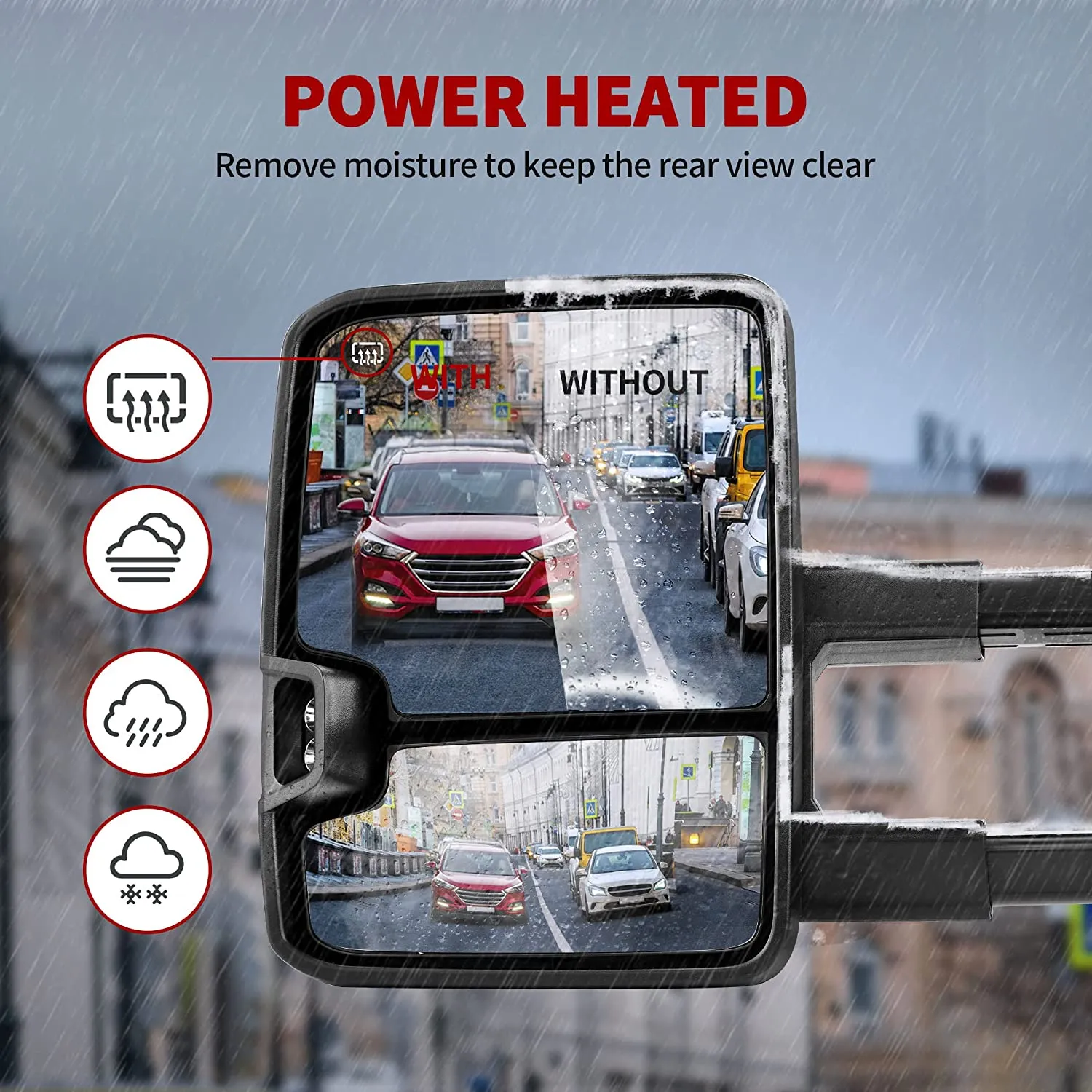 YITAMOTOR® Power Folding Towing Mirrors Compatible with 2014-2018 Chevy Silverado GMC Sierra, Power Heated and LED Turn Signal Light Tow Mirror Set