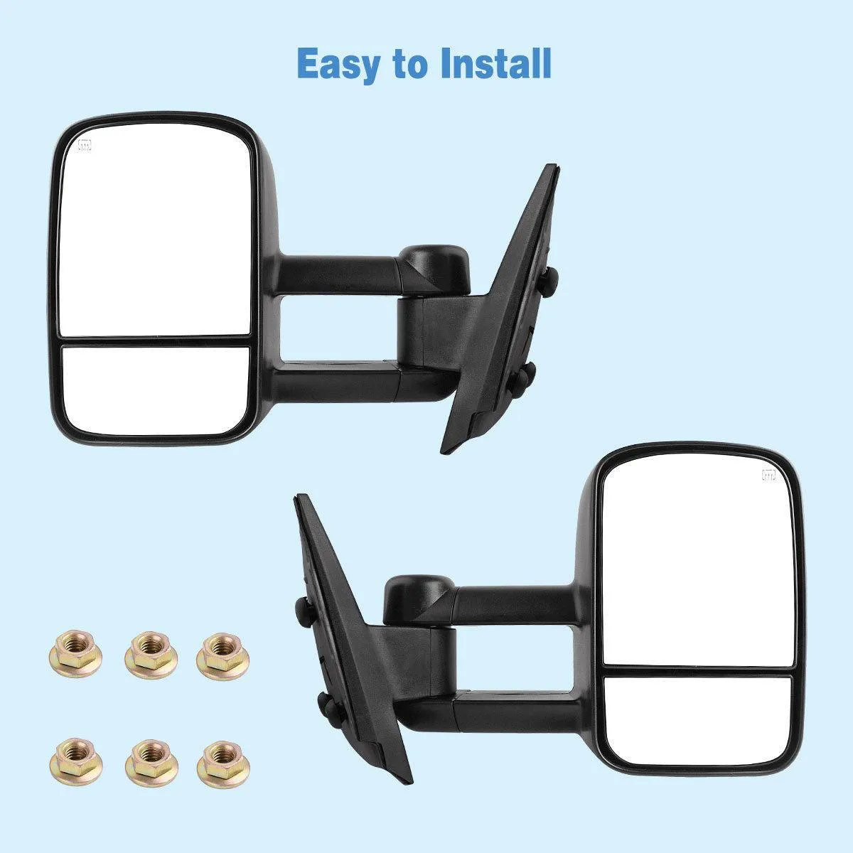 YITAMOTOR® Power-heated Towing Mirrors For 2007-2013 Chevy Silverado/GMC Sierra 1500, 2008-2014 2500/3500