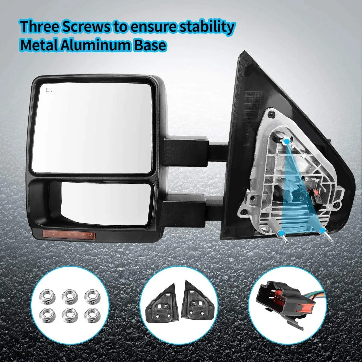 YITAMOTOR® Towing Mirrors for 07-14 Ford F150 Truck, Trailer Mirrors w/Power Heated Glass Turn Signal and Puddle Lamp
