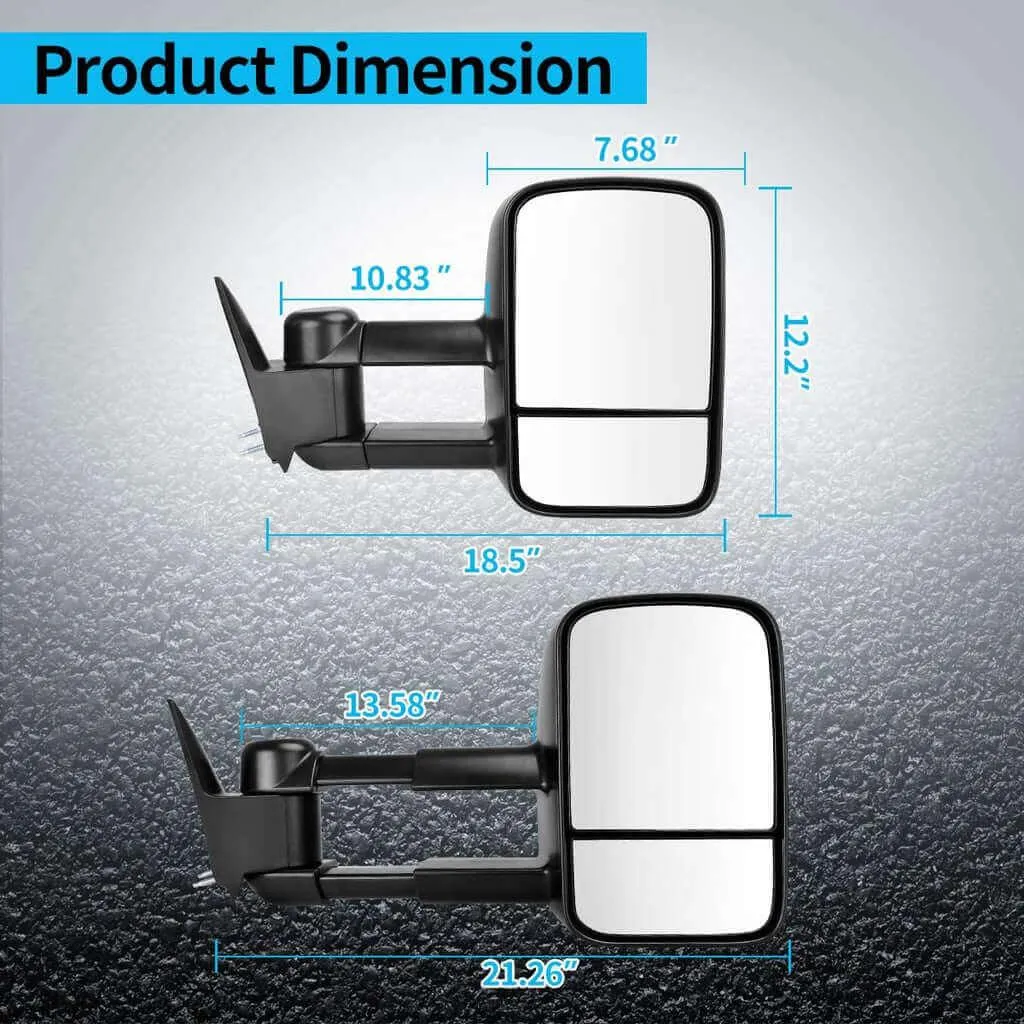 YITAMOTOR® Towing Mirrors For 88-98 Chevy GMC, C/K 1500 2500 3500 Pickup Truck